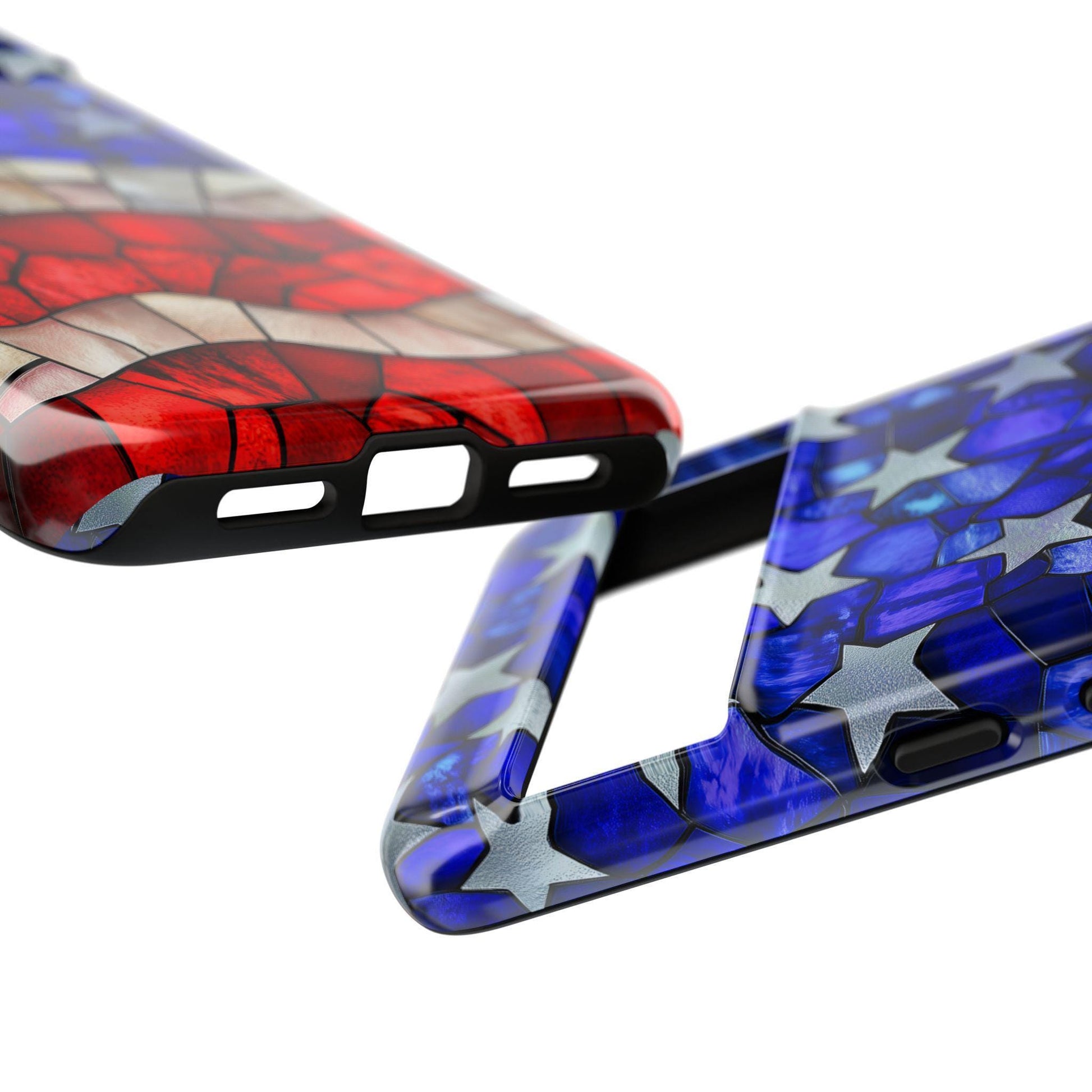 American Flag Phone Case, Faux Stained Glass Mobile Cover for iPhone Samsung Galaxy Google Pixel, Patriotic Gift For Military Veteran Dad