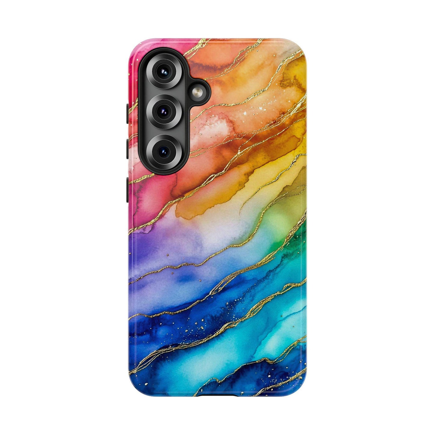 Rainbow Ink Pattern Aesthetic Phone Case, Colorful Phone Cover, For iPhone 15 14 13 12 Pro 11 XR Samsung S24 S23 Galaxy Google Pixel 8 7 6 5