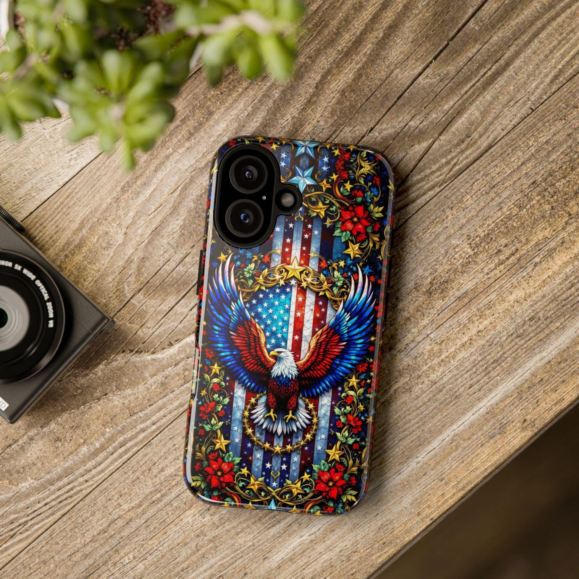American Flag and Eagle Phone Case, Aesthetic Mobile Cover for iPhone, Samsung Galaxy, Google Pixel, Patriotic Gift For Military Veteran Dad