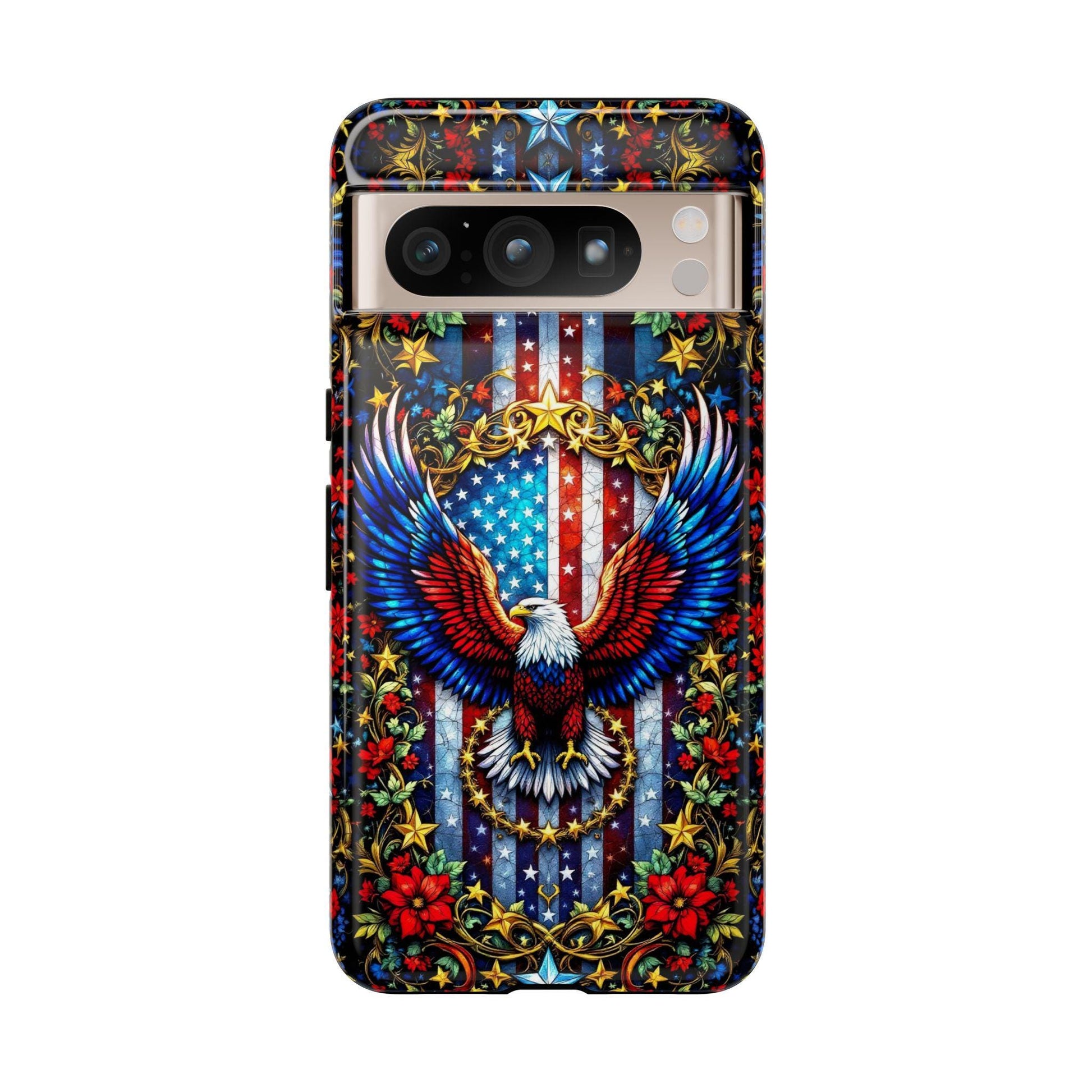 American Flag and Eagle Phone Case, Aesthetic Mobile Cover for iPhone, Samsung Galaxy, Google Pixel, Patriotic Gift For Military Veteran Dad
