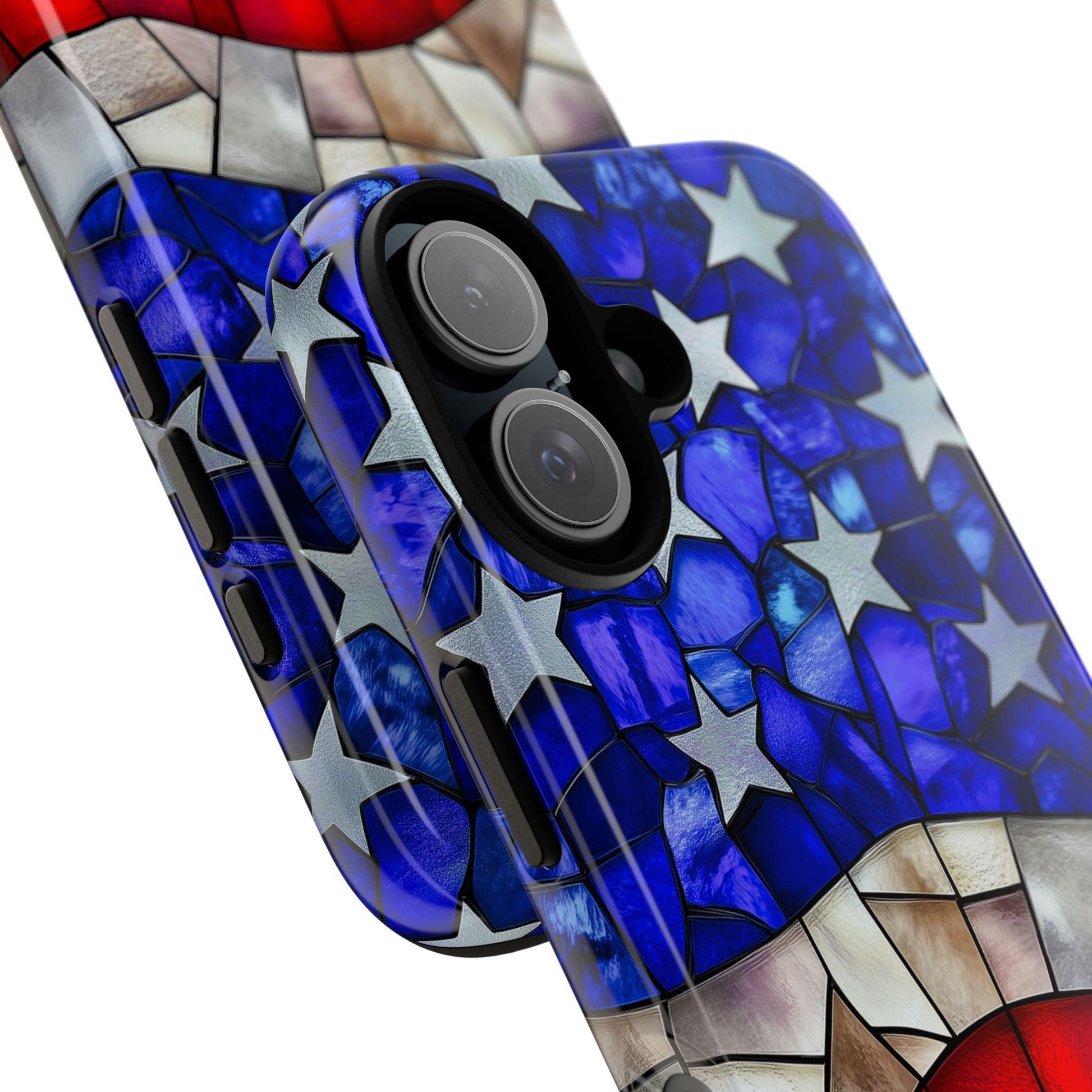 American Flag Phone Case, Faux Stained Glass Mobile Cover for iPhone Samsung Galaxy Google Pixel, Patriotic Gift For Military Veteran Dad
