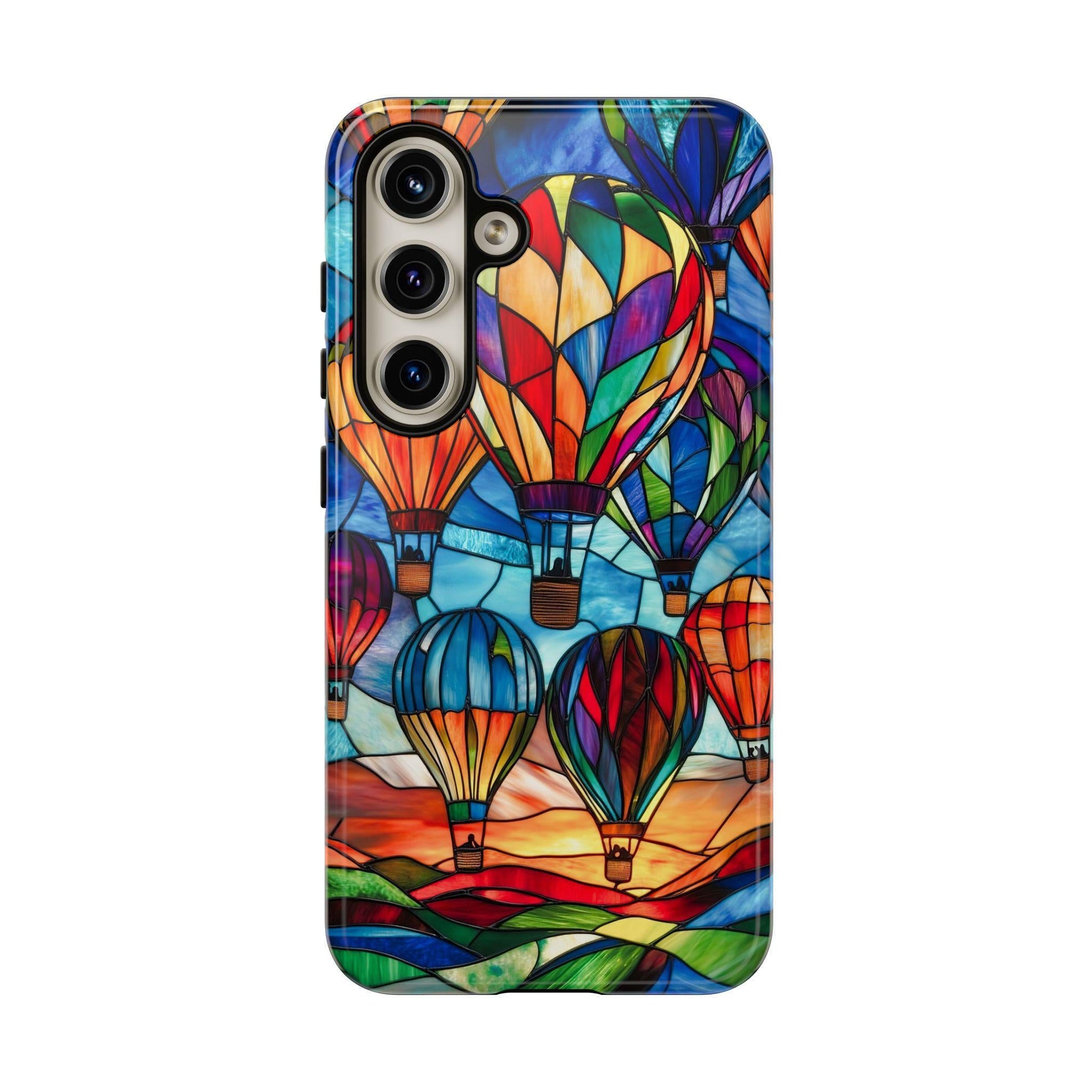 Stained Glass Hot Air Balloon Phone Case for iPhone, Samsung, Pixel: Colorful Travel Gift