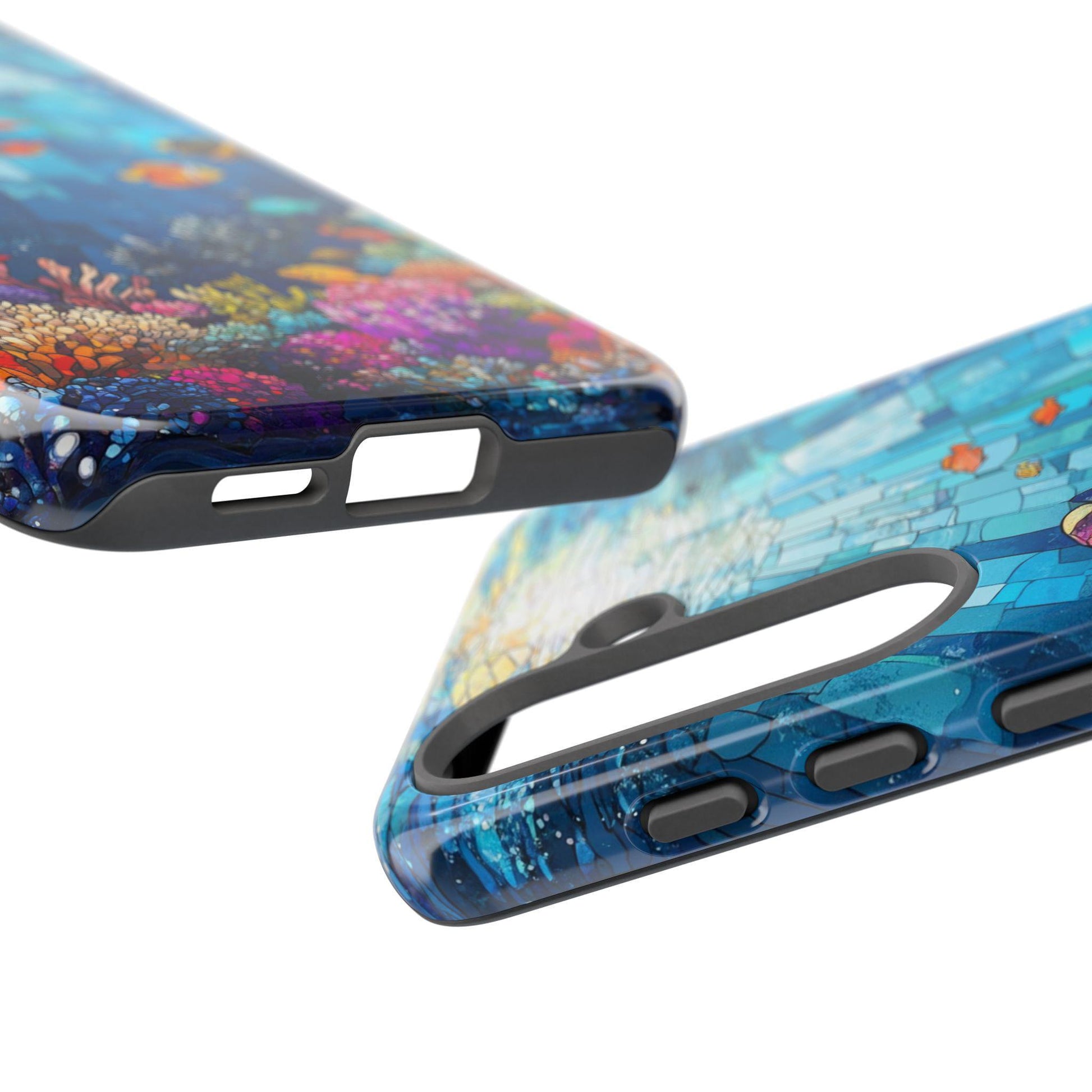 Stained Glass Ocean Phone Case, Vibrant Undersea Art Mobile Cover for iPhone Samsung Pixel, Colorful Marine Life Design, Sea Lovers Gift