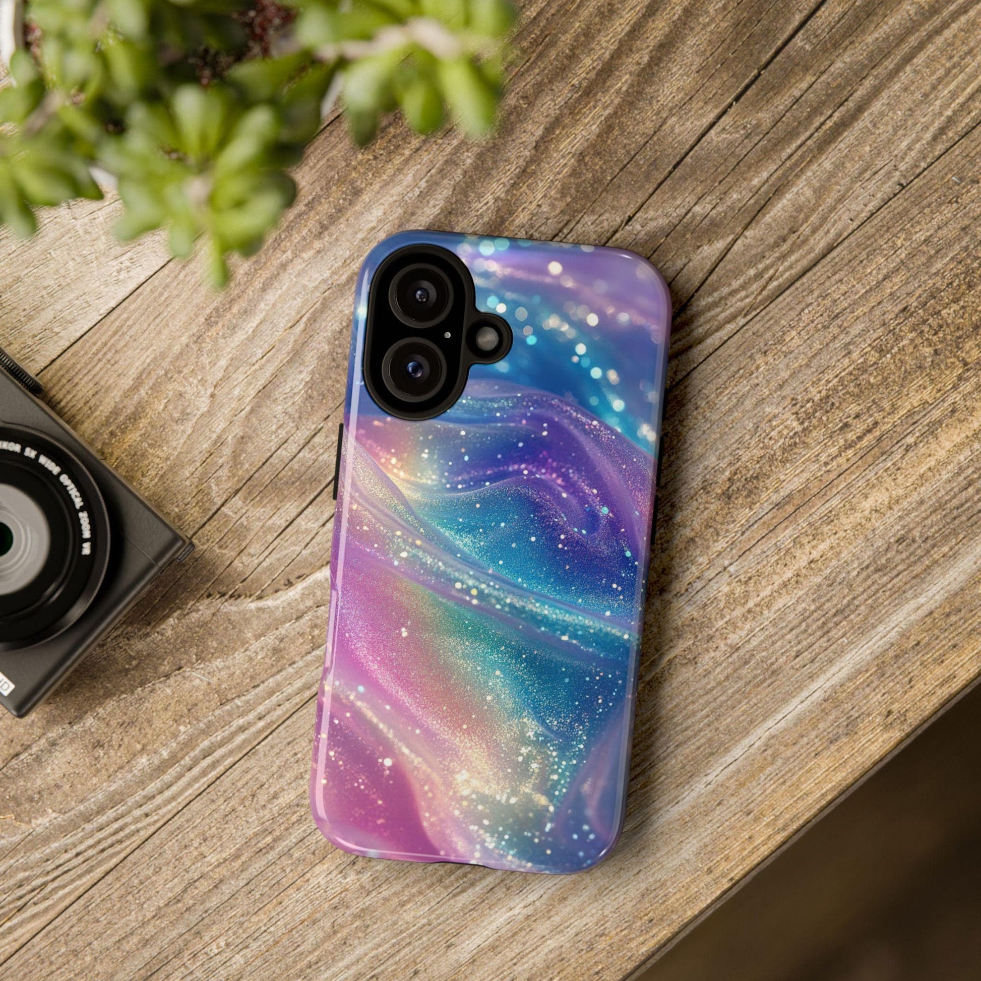 Pastel Rainbow Phone Case | Sparkly Wavy Design Cover for iPhone, Samsung & Pixel