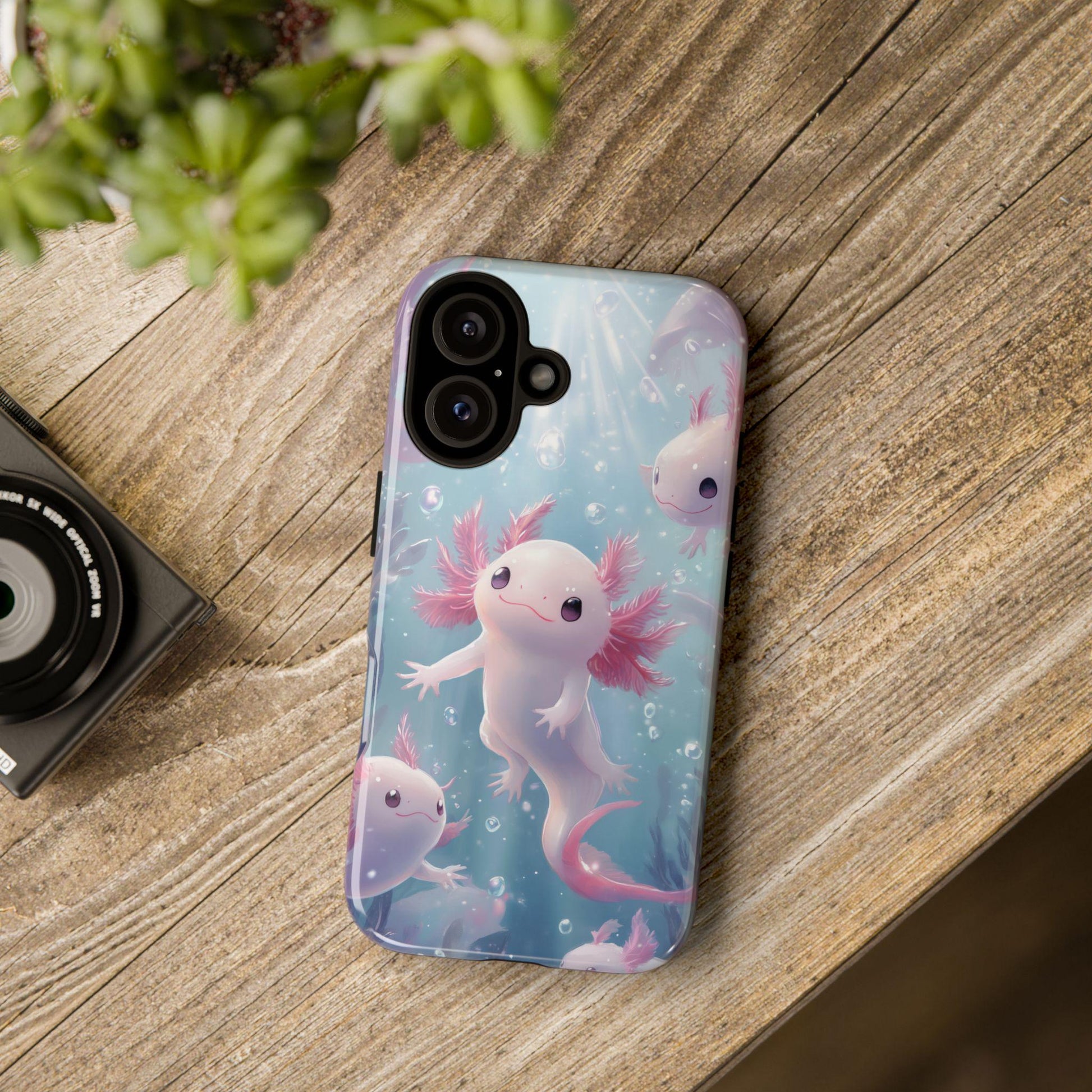 Cute Axolotl Salamander Phone Case, Kawaii Cover, Birthday Gift For Axolotl Lover, Fits Iphone 16 15 14 13 Pro Max, Samsung Galaxy, Pixel