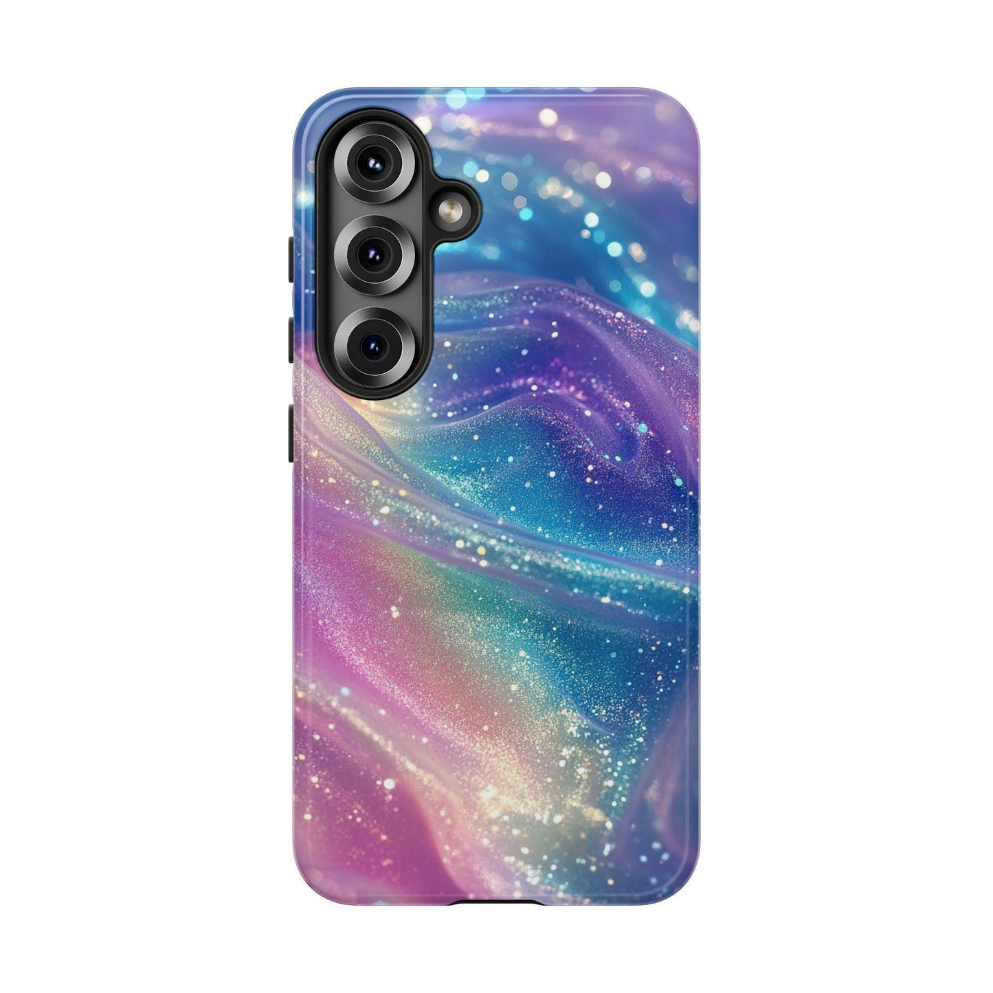 Pastel Rainbow Phone Case | Sparkly Wavy Design Cover for iPhone, Samsung & Pixel