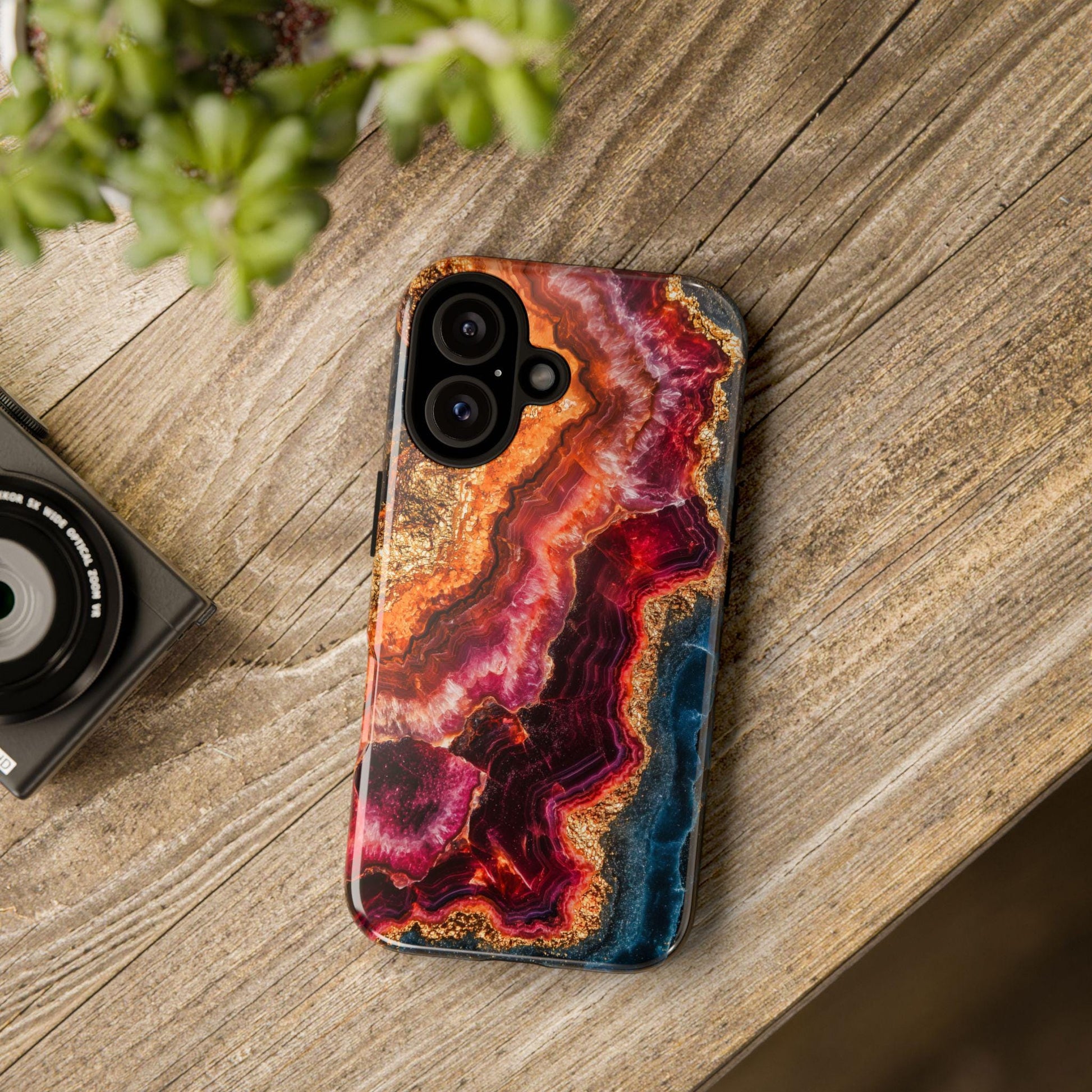 Elegant Ruby Crystal Phone Case, Aesthetic July Birthstone Geode Mobile Cover For iPhone Samsung Pixel, Birthday Gift For Ruby Lovers
