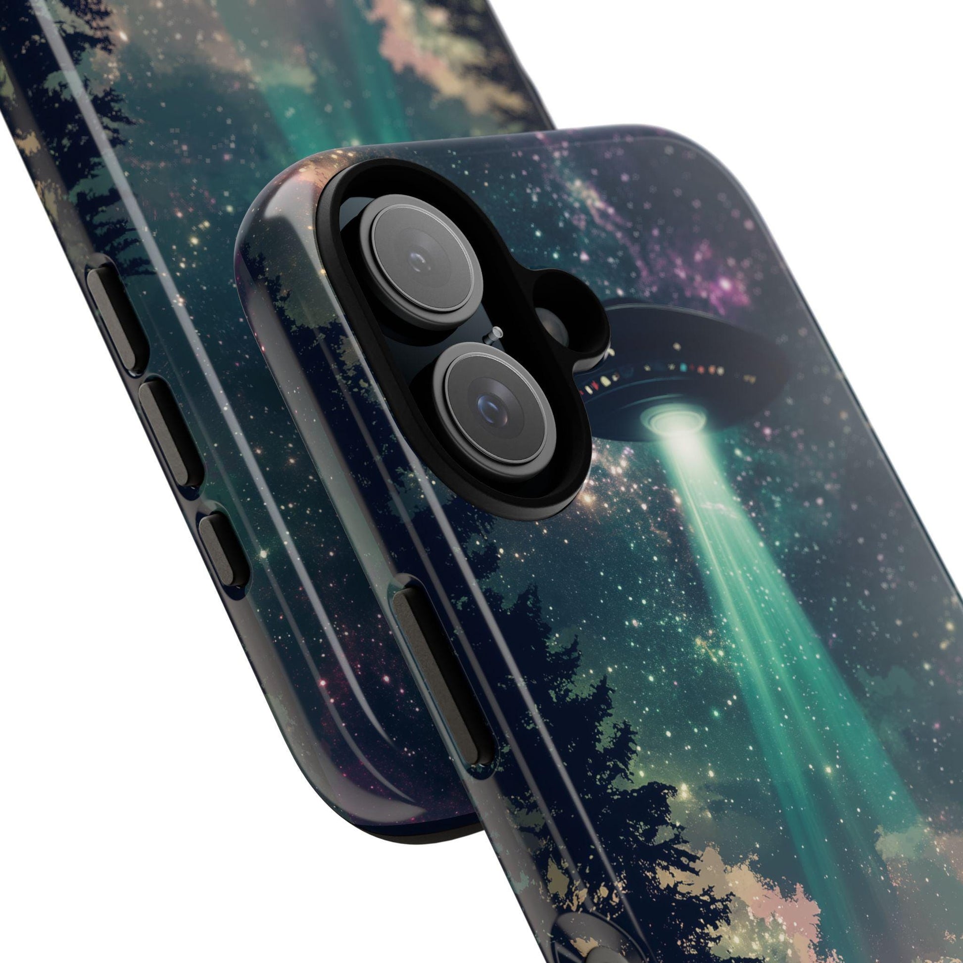 Bigfoot UFO Phone Case for iPhone, Samsung & Pixel | Alien Abduction Sasquatch | Sci-Fi Cryptid Art | Cosmic Forest Mystery Gift