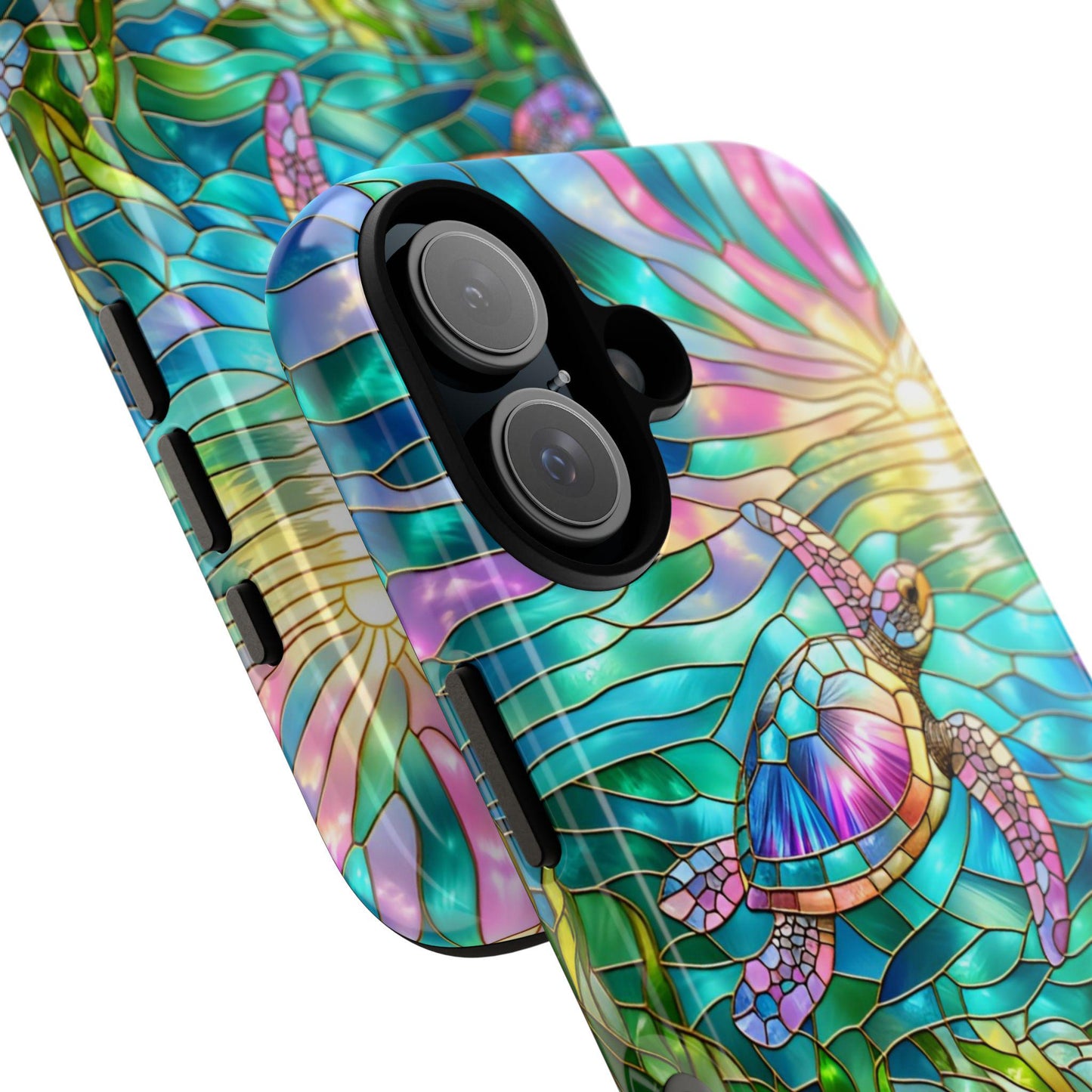Stained Glass Sea Turtle Phone Case for iPhone, Samsung & Pixel: Vibrant Ocean Art Cover