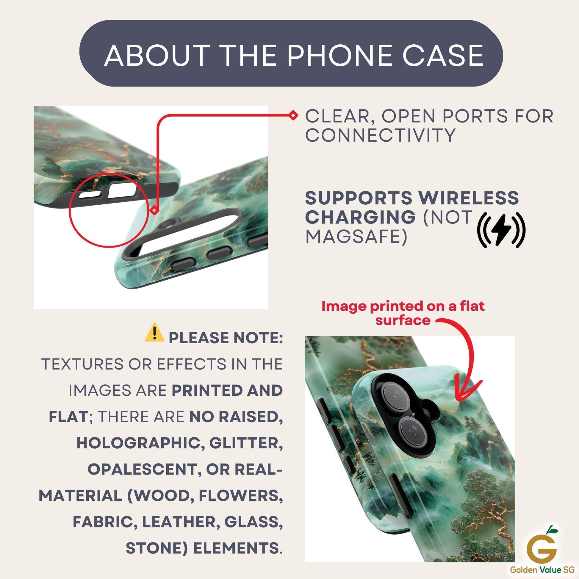 Unique Jade Carving Phone Case with Chinese Art Landscape Golden Tree Cover, Iphone 16 15 14 13 Pro Max Plus, Galaxy Pixel, Birthday Gift