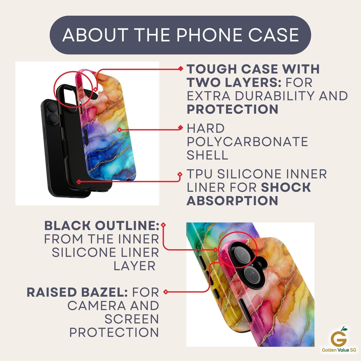 Rainbow Ink Pattern Aesthetic Phone Case, Colorful Phone Cover, For iPhone 15 14 13 12 Pro 11 XR Samsung S24 S23 Galaxy Google Pixel 8 7 6 5