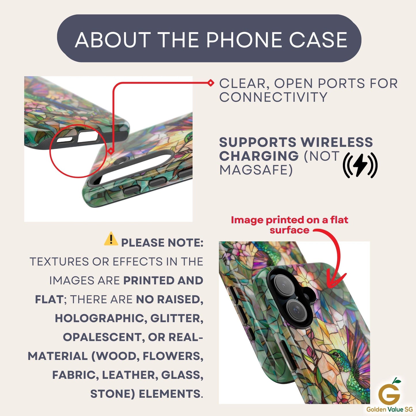 Hummingbird Phone Case, Aesthetic Faux Stained Glass Cover For Iphone 16 15 14 13 Plus Pro Max, Samsung Pixel, Gorgeous Gift For Bird Lovers
