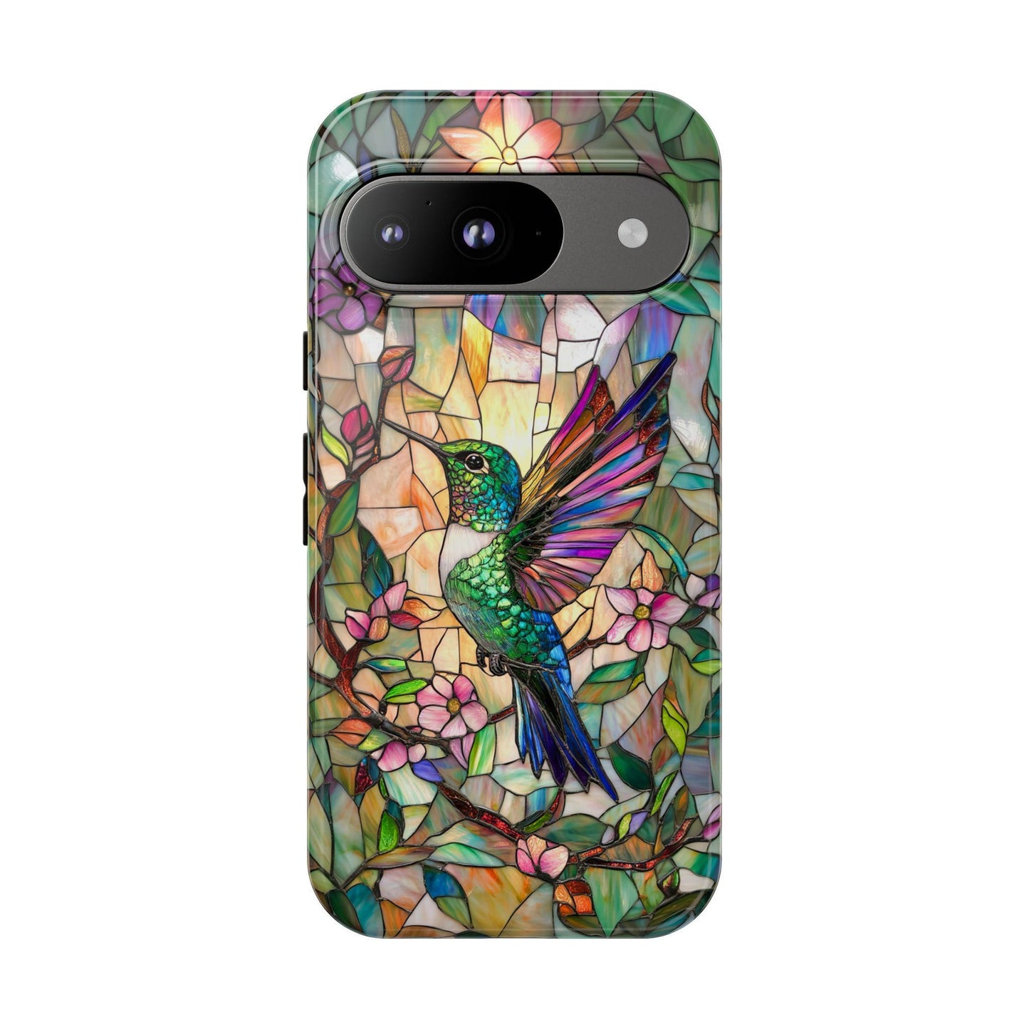 Hummingbird Phone Case, Aesthetic Faux Stained Glass Cover For Iphone 16 15 14 13 Plus Pro Max, Samsung Pixel, Gorgeous Gift For Bird Lovers