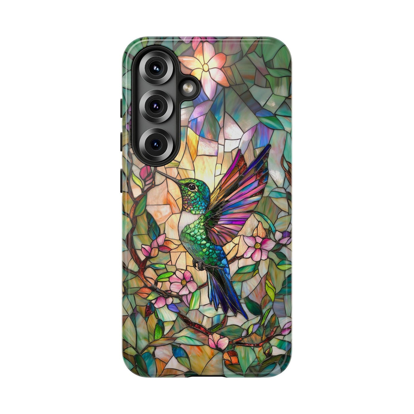 Hummingbird Phone Case, Aesthetic Faux Stained Glass Cover For Iphone 16 15 14 13 Plus Pro Max, Samsung Pixel, Gorgeous Gift For Bird Lovers