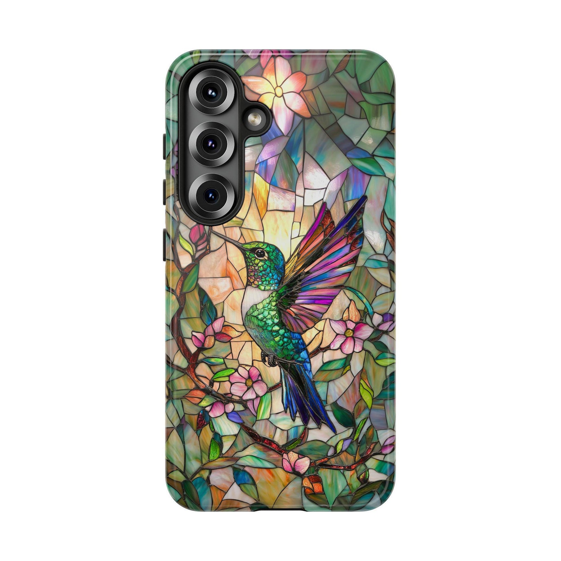 Hummingbird Phone Case, Aesthetic Faux Stained Glass Cover For Iphone 16 15 14 13 Plus Pro Max, Samsung Pixel, Gorgeous Gift For Bird Lovers
