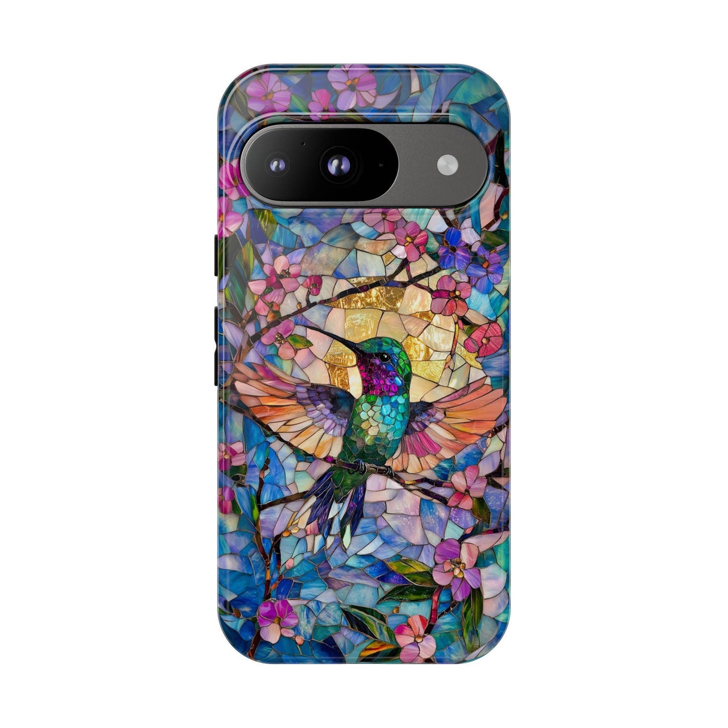 Hummingbird Phone Case, Aesthetic Faux Stained Glass Cover For Iphone 16 15 14 13 Plus Pro Max, Samsung Pixel, Gorgeous Gift For Bird Lovers