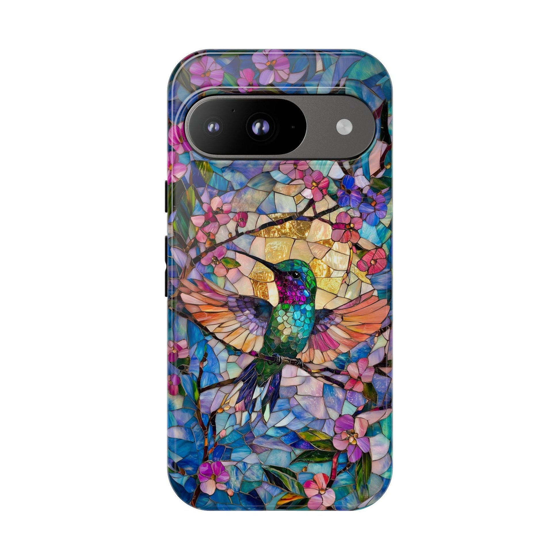 Hummingbird Phone Case, Aesthetic Faux Stained Glass Cover For Iphone 16 15 14 13 Plus Pro Max, Samsung Pixel, Gorgeous Gift For Bird Lovers