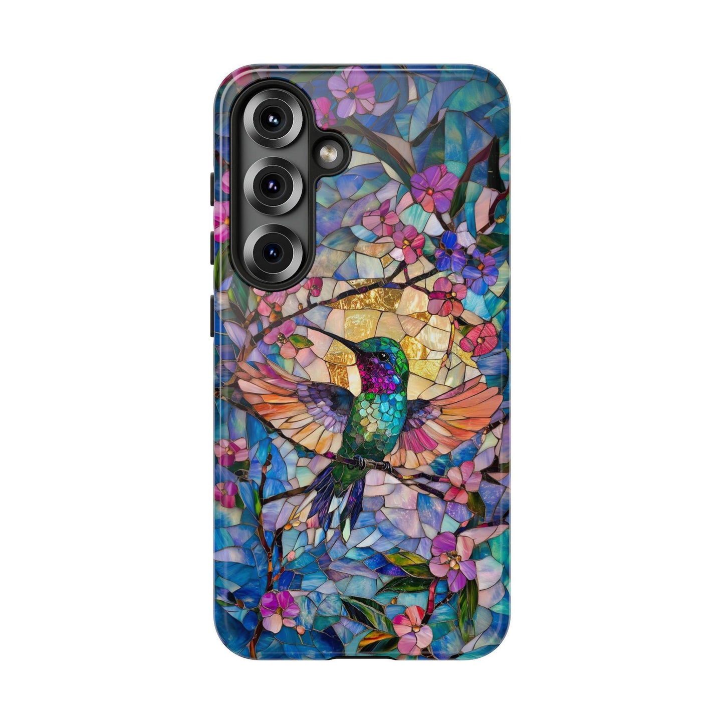 Hummingbird Phone Case, Aesthetic Faux Stained Glass Cover For Iphone 16 15 14 13 Plus Pro Max, Samsung Pixel, Gorgeous Gift For Bird Lovers