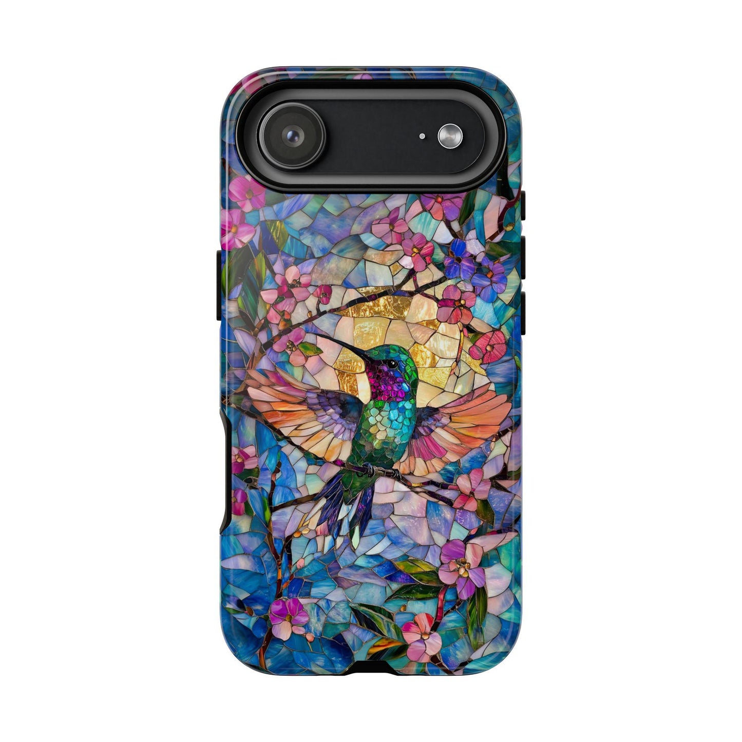 Hummingbird Phone Case, Aesthetic Faux Stained Glass Cover For Iphone 16 15 14 13 Plus Pro Max, Samsung Pixel, Gorgeous Gift For Bird Lovers