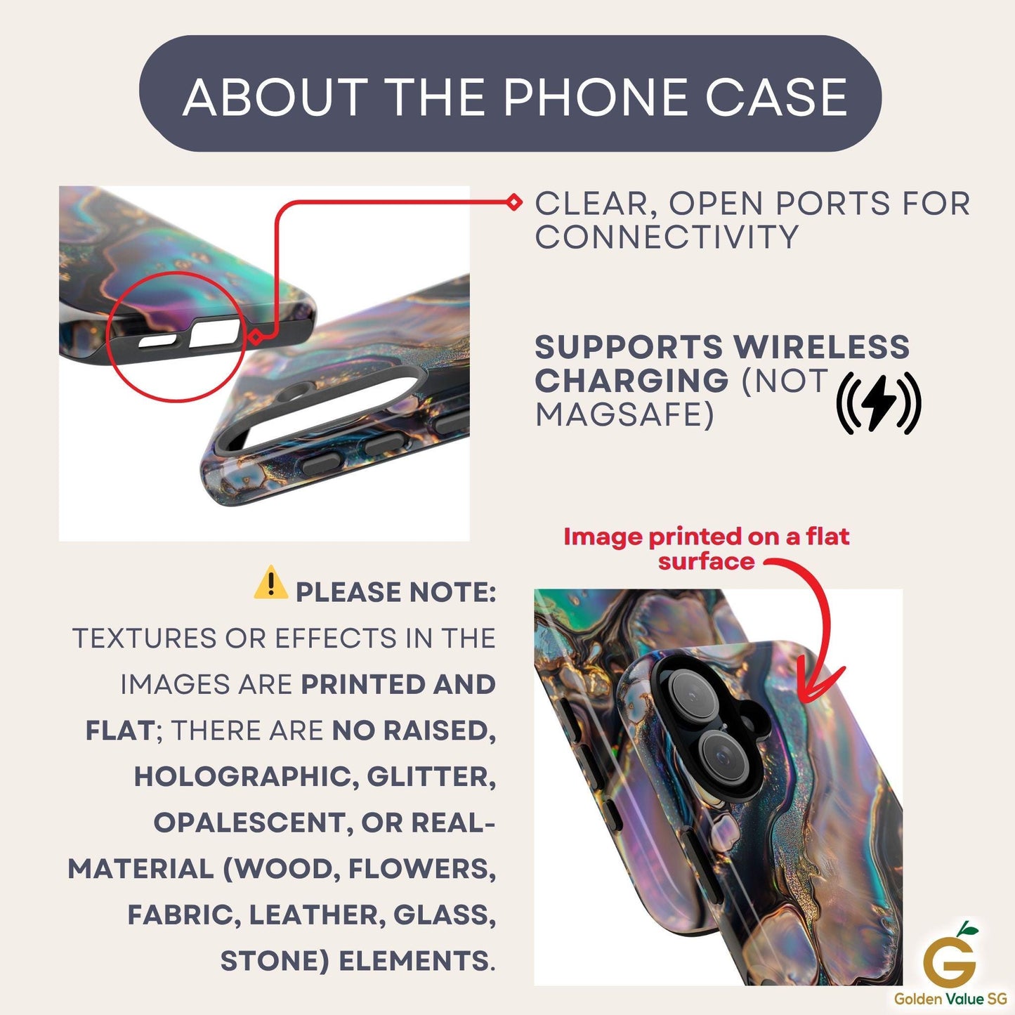Abalone Phone Case for iPhone, Samsung & Pixel, Cosmic Abstract Gold Glitter Design, Shimmering Blue Purple Art Cover
