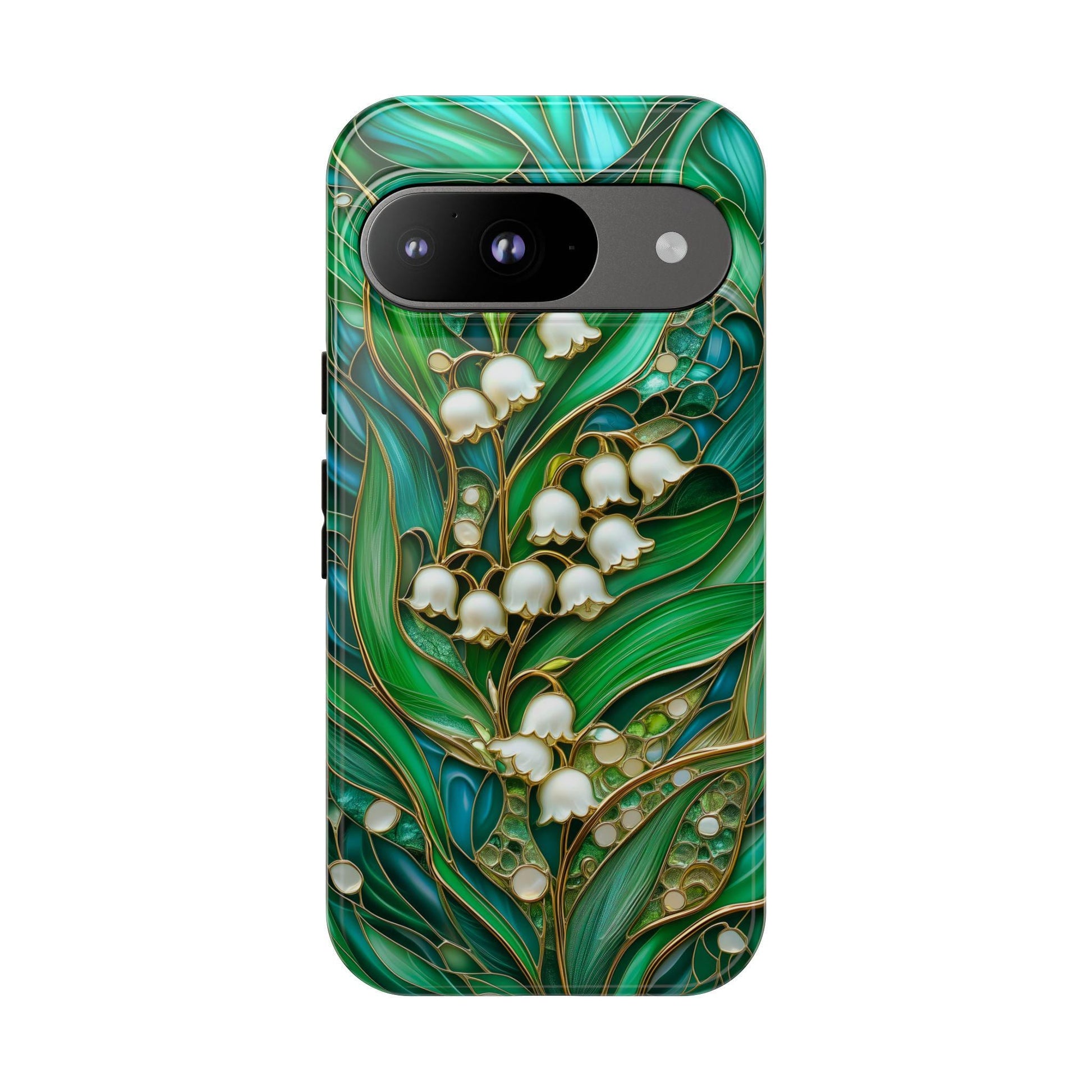 Stained Glass Lily of the Valley Phone Case for iPhone, Samsung & Pixel, May Birth Flower, White Floral Cover