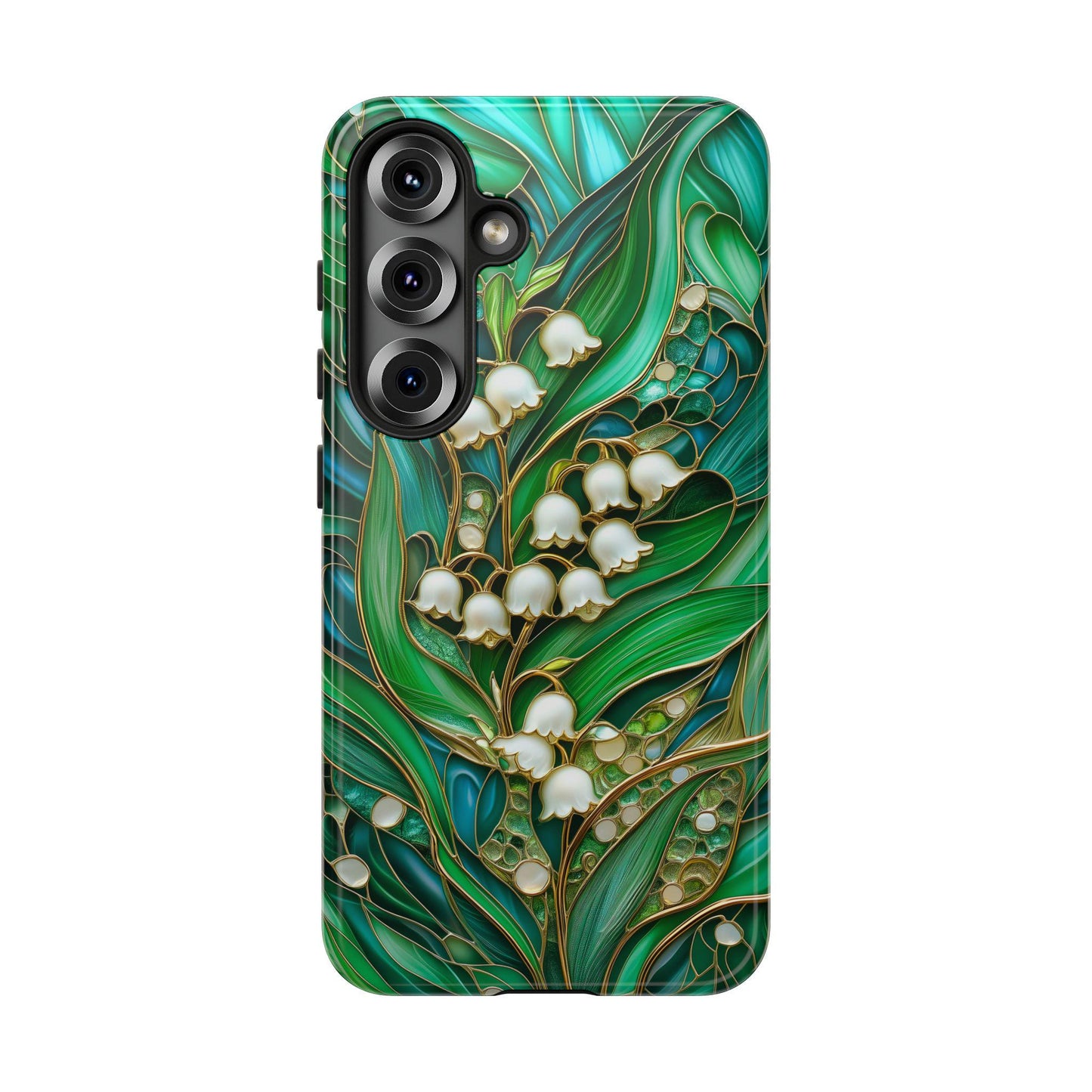 Stained Glass Lily of the Valley Phone Case for iPhone, Samsung & Pixel, May Birth Flower, White Floral Cover