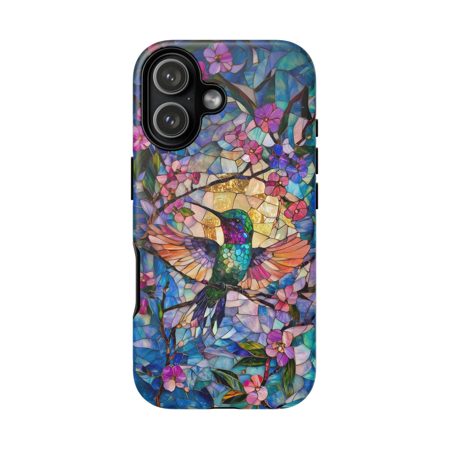 Hummingbird Phone Case, Aesthetic Faux Stained Glass Cover For Iphone 16 15 14 13 Plus Pro Max, Samsung Pixel, Gorgeous Gift For Bird Lovers