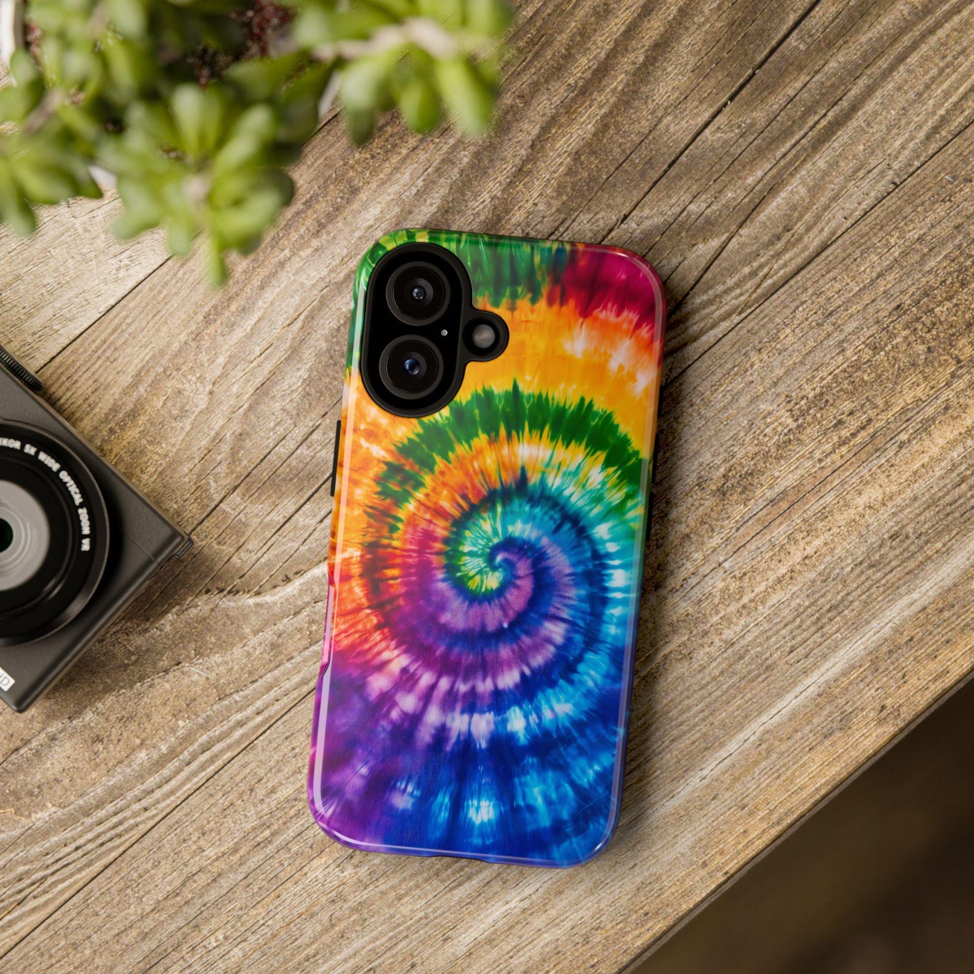 Rainbow Tie Dye Phone Case for iPhone, Samsung & Pixel, Vibrant Spiral Psychedelic Art, Hippie Boho Retro 60s 70s Groovy Gift