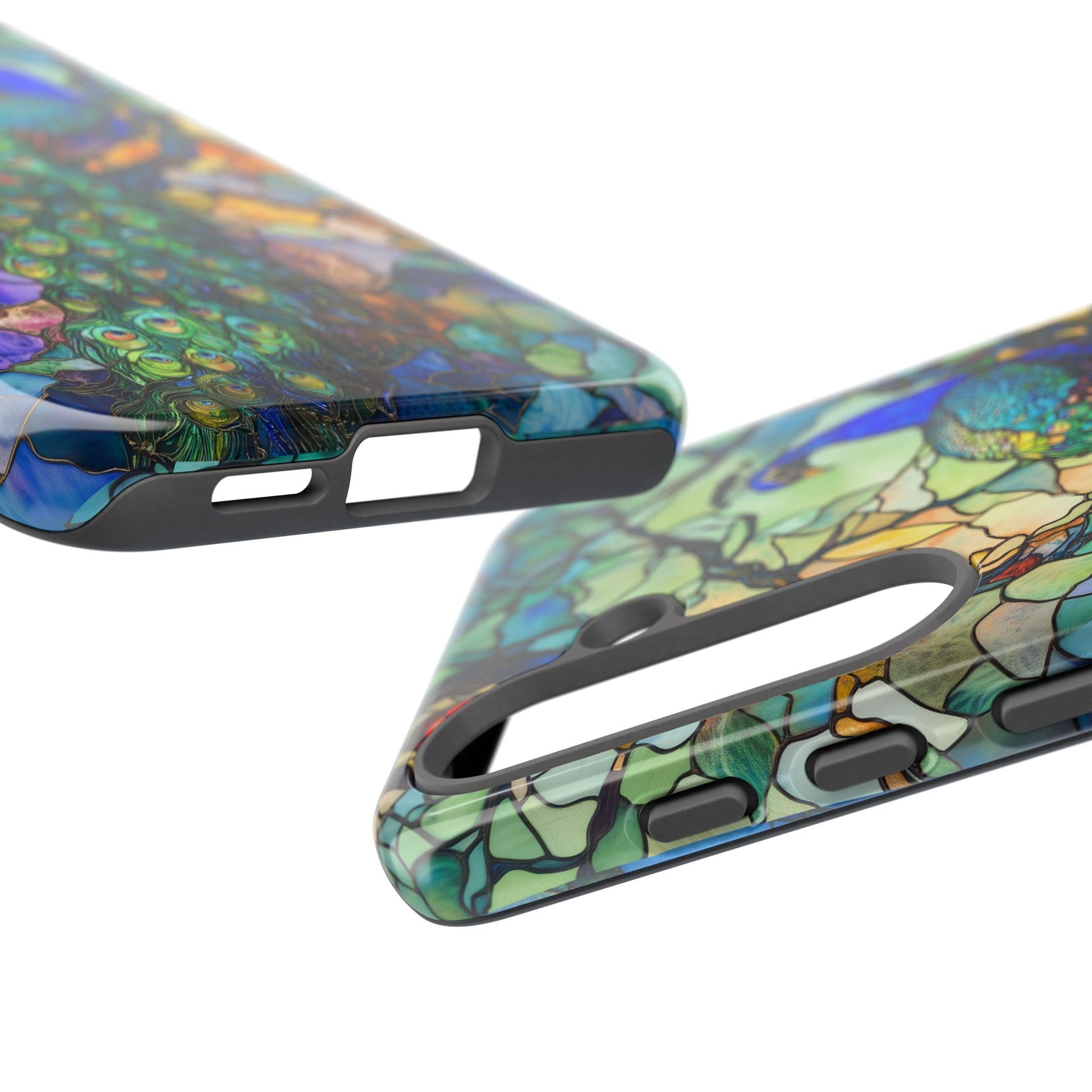 Elegant Blue Peacock Phone Case, Stained Glass Design Mobile Cover For iPhone, Samsung Galaxy, Pixel, Birthday Gift For Peacock Lover