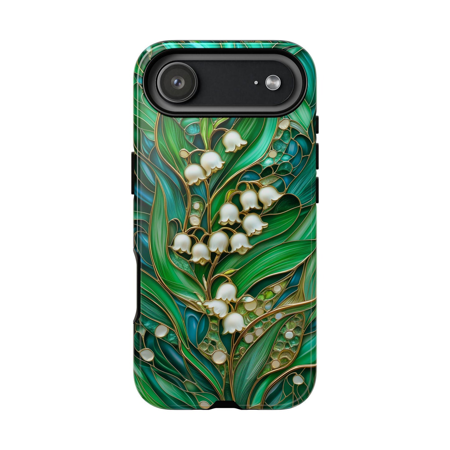 Stained Glass Lily of the Valley Phone Case for iPhone, Samsung & Pixel, May Birth Flower, White Floral Cover