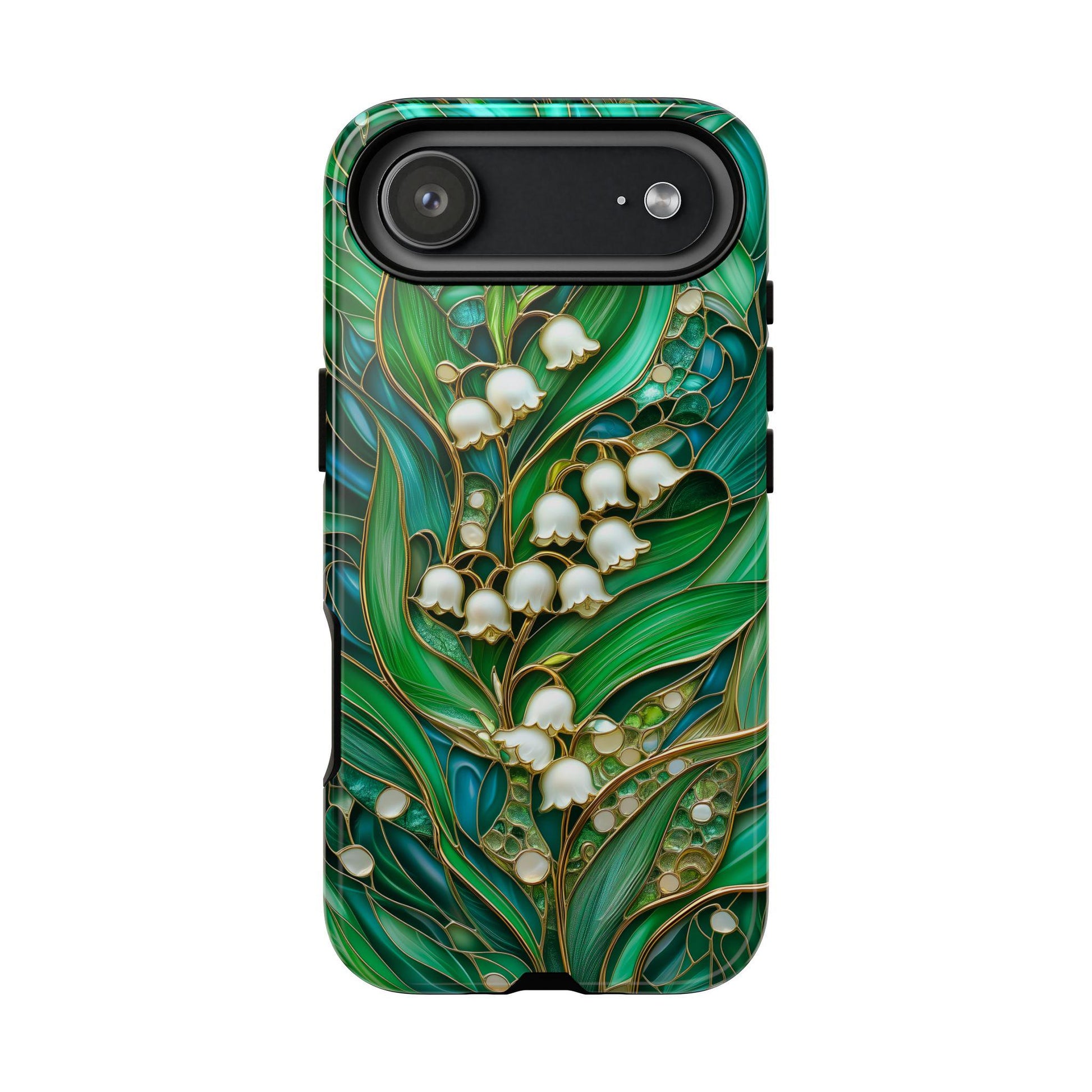Stained Glass Lily of the Valley Phone Case for iPhone, Samsung & Pixel, May Birth Flower, White Floral Cover