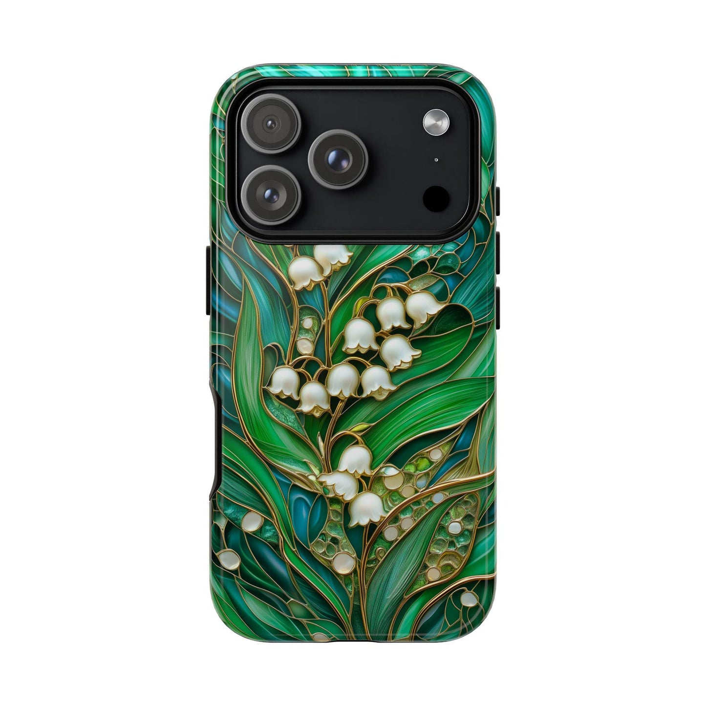 Stained Glass Lily of the Valley Phone Case for iPhone, Samsung & Pixel, May Birth Flower, White Floral Cover