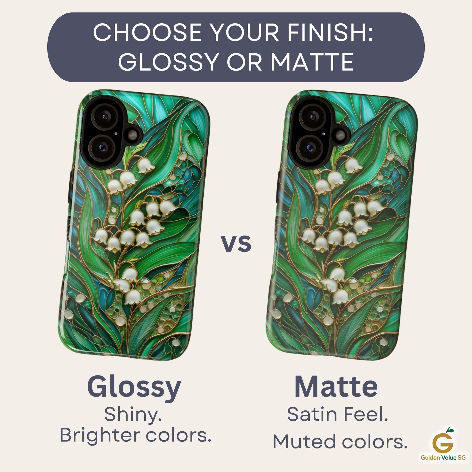 Stained Glass Lily of the Valley Phone Case for iPhone, Samsung & Pixel, May Birth Flower, White Floral Cover