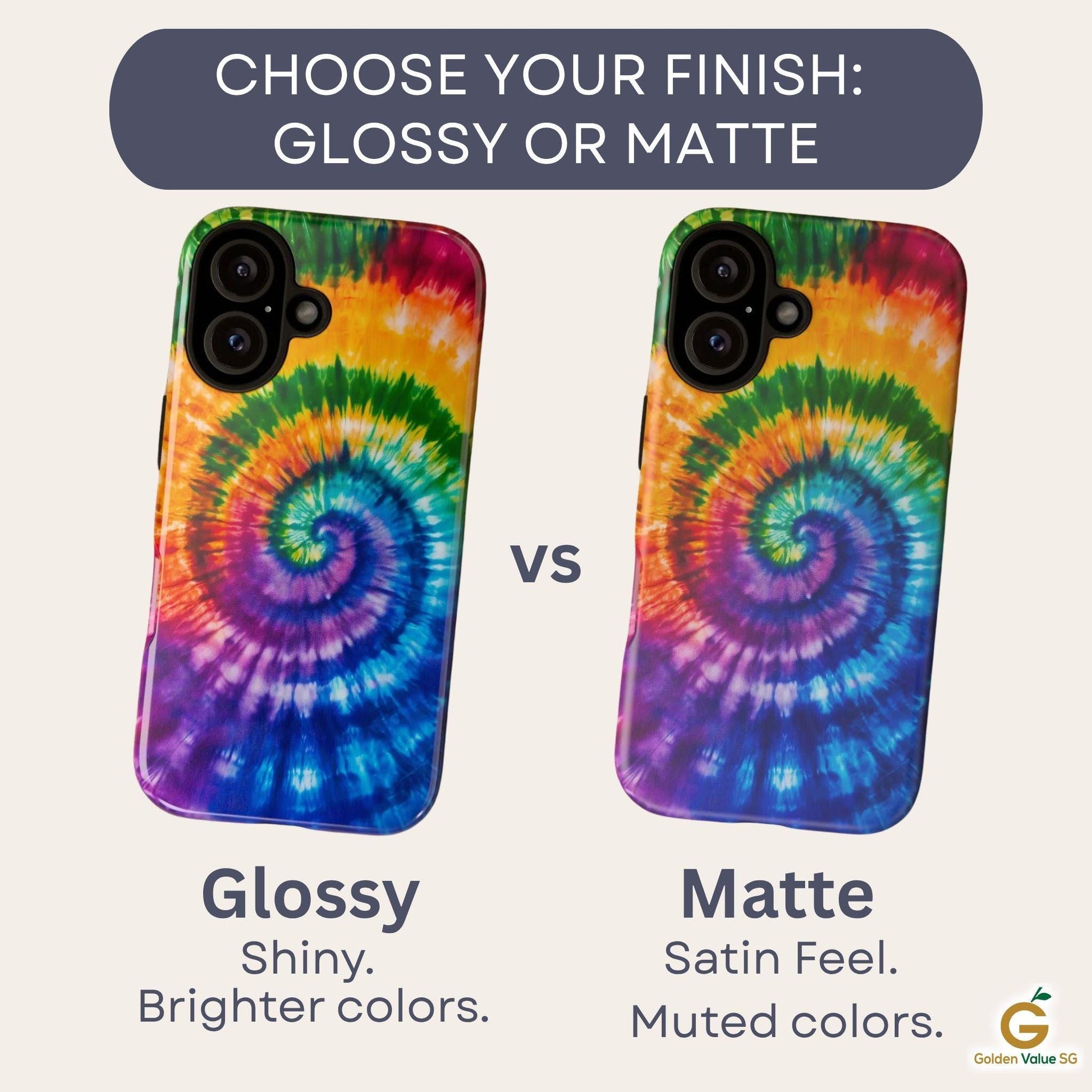 Rainbow Tie Dye Phone Case for iPhone, Samsung & Pixel, Vibrant Spiral Psychedelic Art, Hippie Boho Retro 60s 70s Groovy Gift
