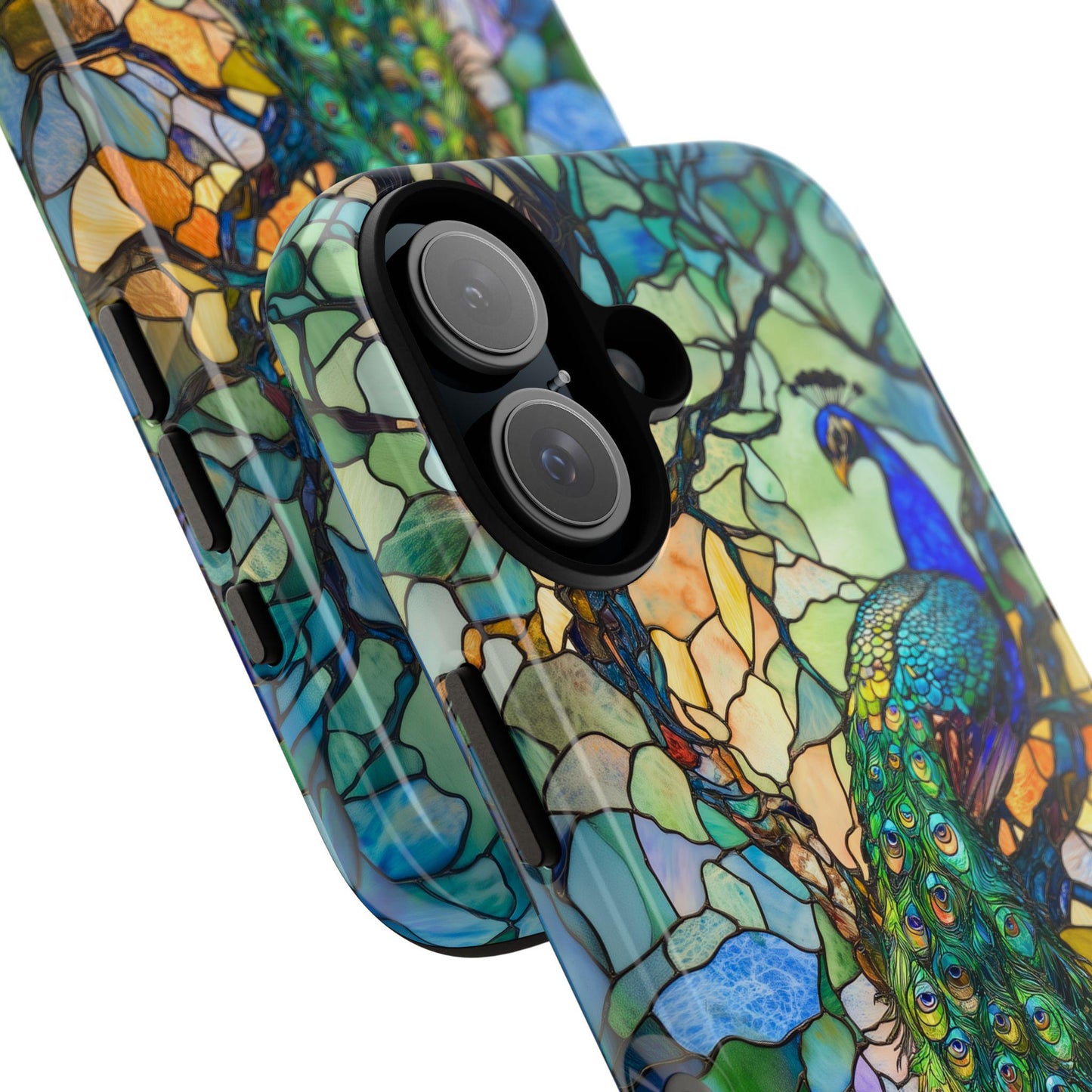 Elegant Blue Peacock Phone Case, Stained Glass Design Mobile Cover For iPhone, Samsung Galaxy, Pixel, Birthday Gift For Peacock Lover