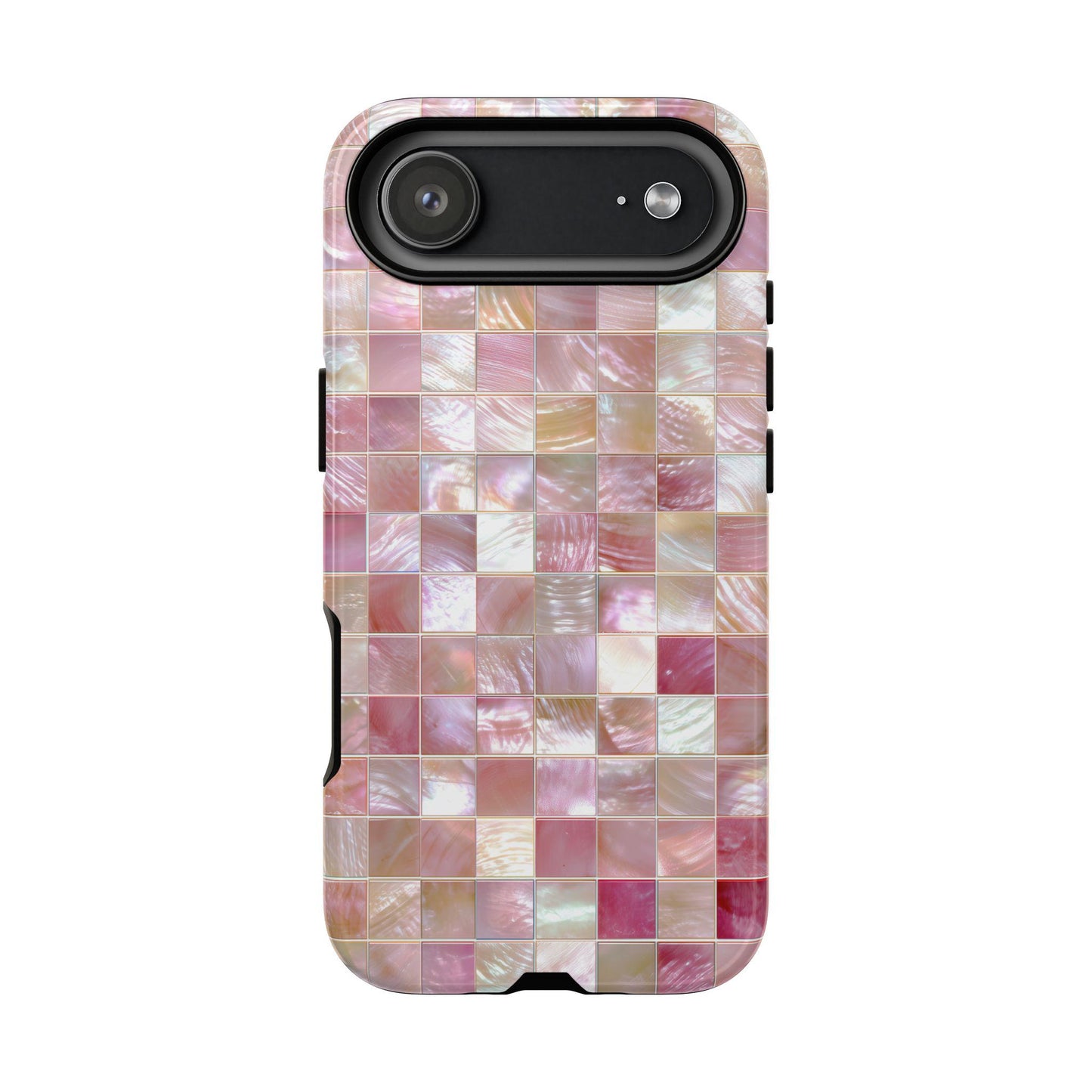 Mother of Pearl Pink Mosaic Phone Case for iPhone, Samsung & Pixel, Pastel Shimmer, Aesthetic Design