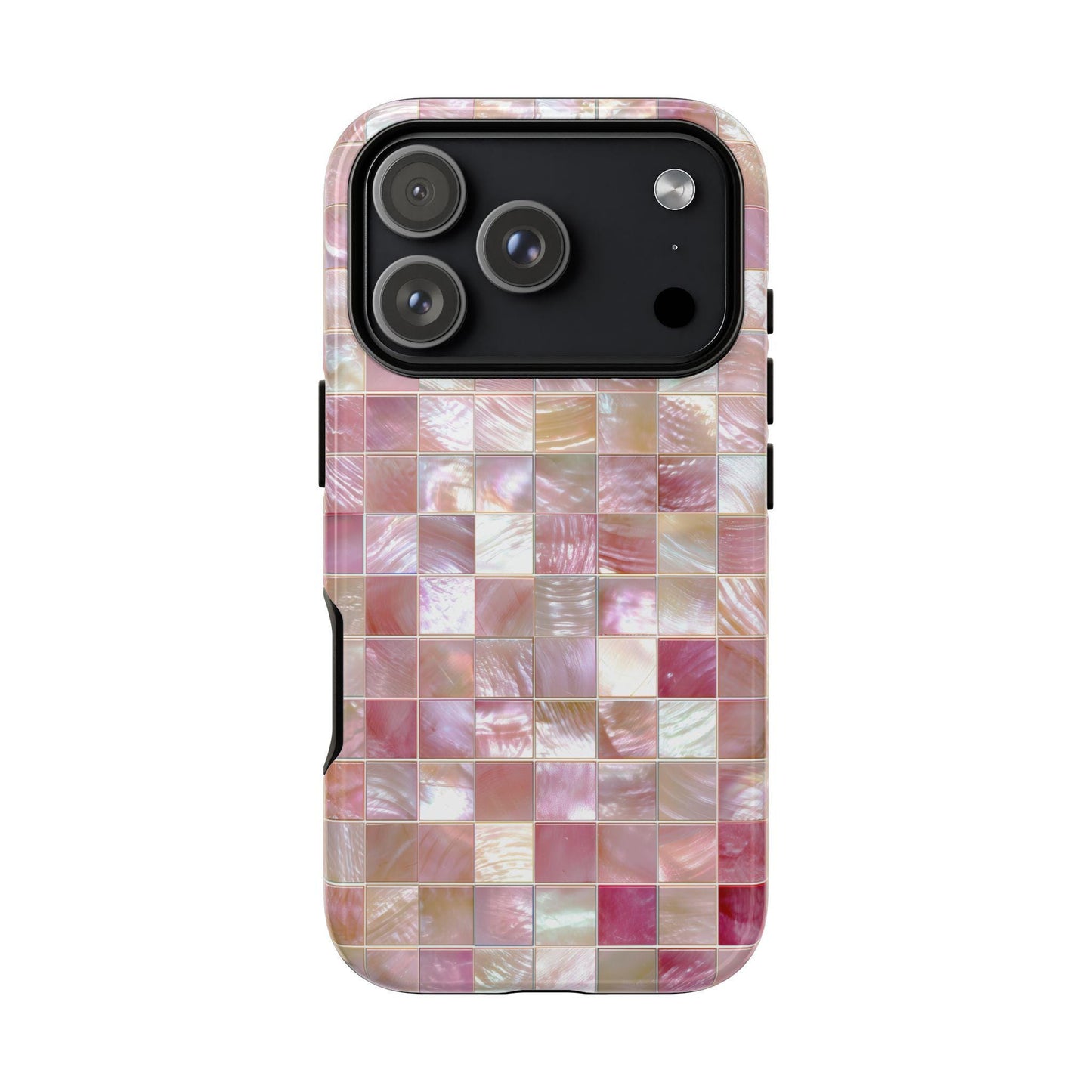 Mother of Pearl Pink Mosaic Phone Case for iPhone, Samsung & Pixel, Pastel Shimmer, Aesthetic Design