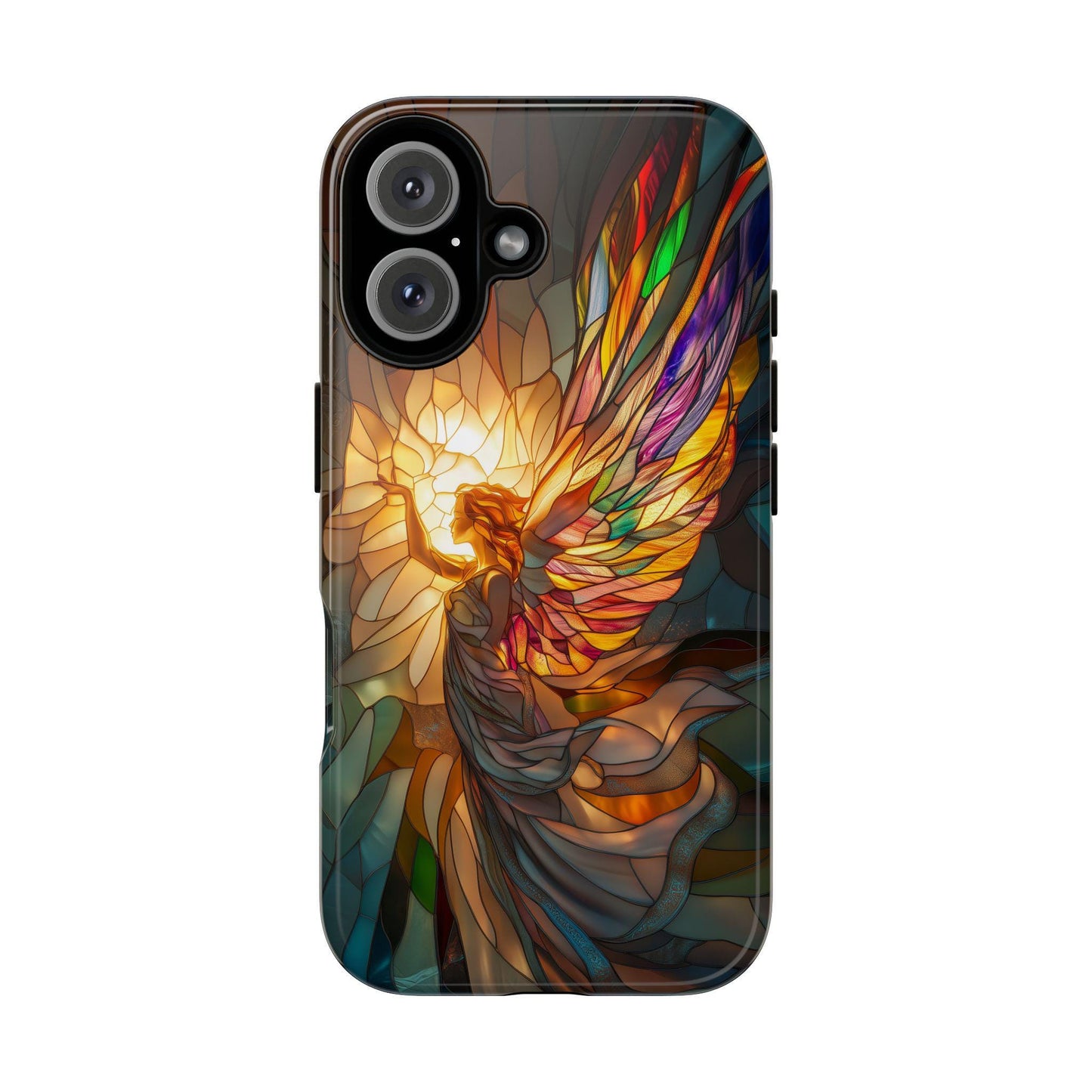 Stained Glass Angel Phone Case for iPhone 17, Samsung S26 & Pixel 9 Series, Spiritual Art Protective Phone Cover, Aesthetic Religious Gift