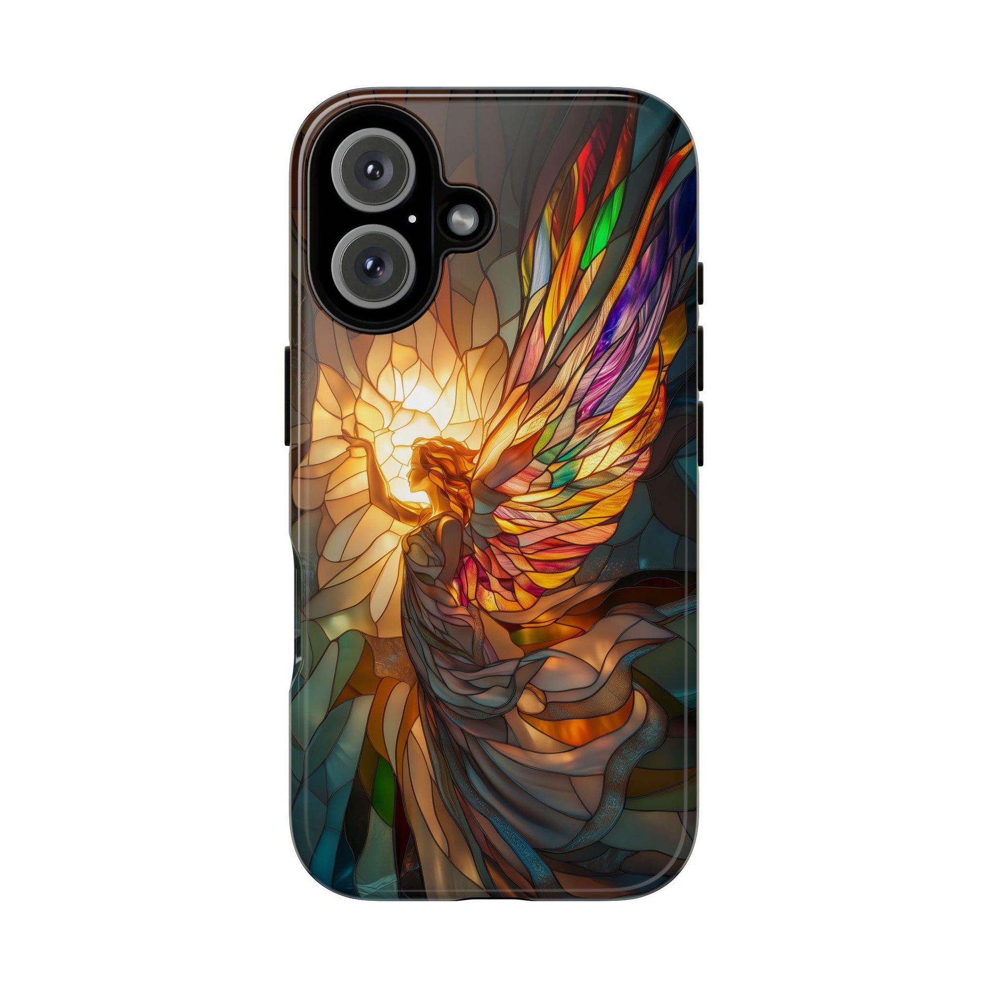 Stained Glass Angel Phone Case for iPhone 17, Samsung S26 & Pixel 9 Series, Spiritual Art Protective Phone Cover, Aesthetic Religious Gift