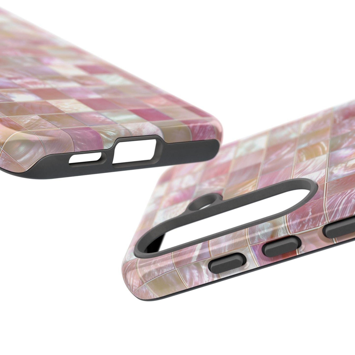 Mother of Pearl Pink Mosaic Phone Case for iPhone, Samsung & Pixel, Pastel Shimmer, Aesthetic Design
