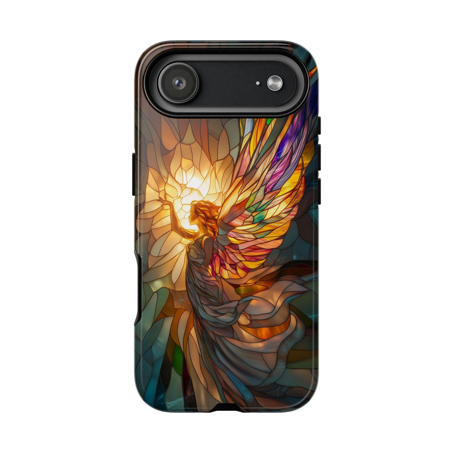 Stained Glass Angel Phone Case for iPhone 17, Samsung S26 & Pixel 9 Series, Spiritual Art Protective Phone Cover, Aesthetic Religious Gift