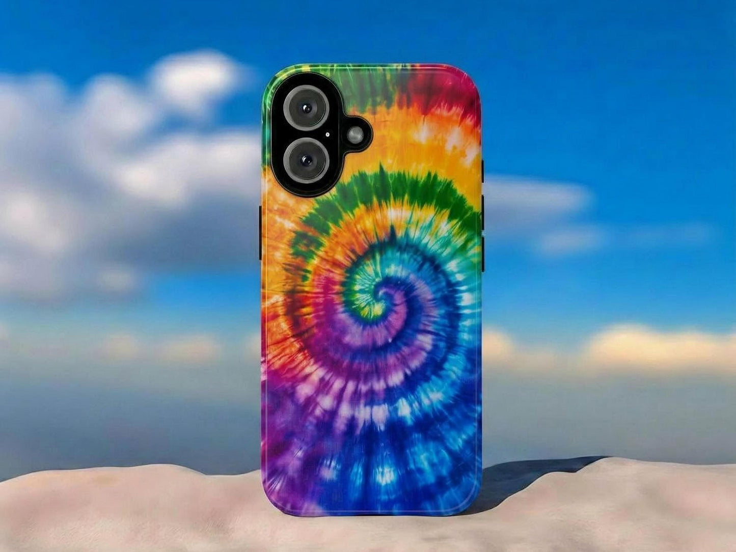 Rainbow Tie Dye Phone Case for iPhone, Samsung & Pixel, Vibrant Spiral Psychedelic Art, Hippie Boho Retro 60s 70s Groovy Gift