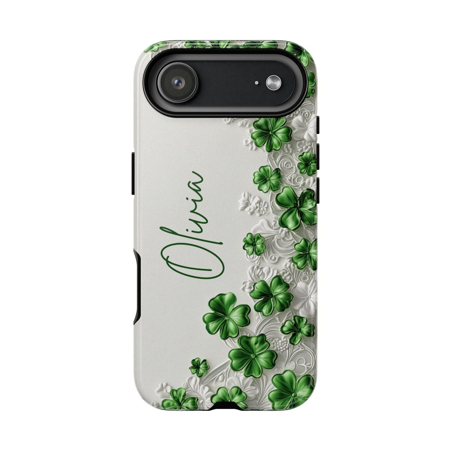 Custom Shamrock Phone Case for iPhone 17 Series Samsung Galaxy & Google Pixel, Personalized 4 Leaf Clover Phone Cover, St Patrick Day Gift