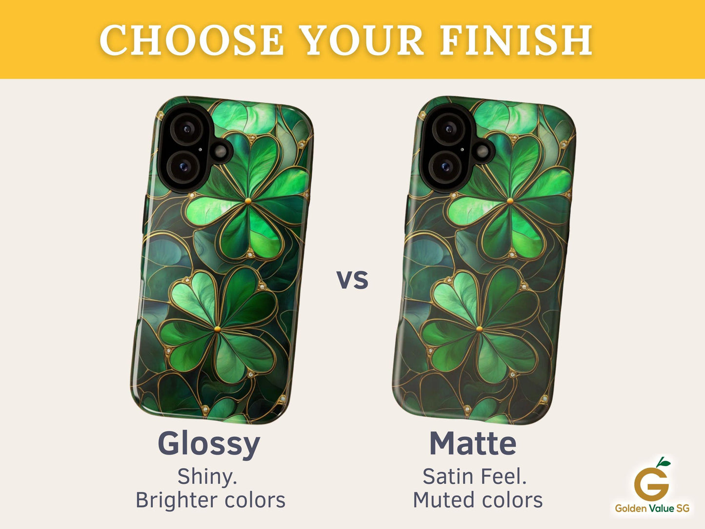 Shamrock Phone Case for iPhone 17 Series Samsung & Pixel St Patricks Day Gift Faux Stained Glass Lucky Phone Case 4 Leave Clover Phone Cover