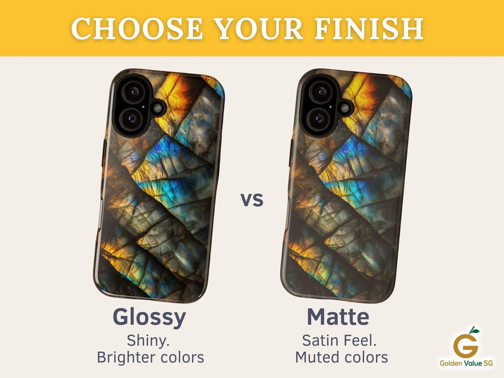Labradorite Gemstone Phone Case, Spiritual Energy Stone Mobile Cover For iPhone 16 15 14 Samsung S25 S24 S23 Pixel 9 8 7 6, Rock Lovers Gift