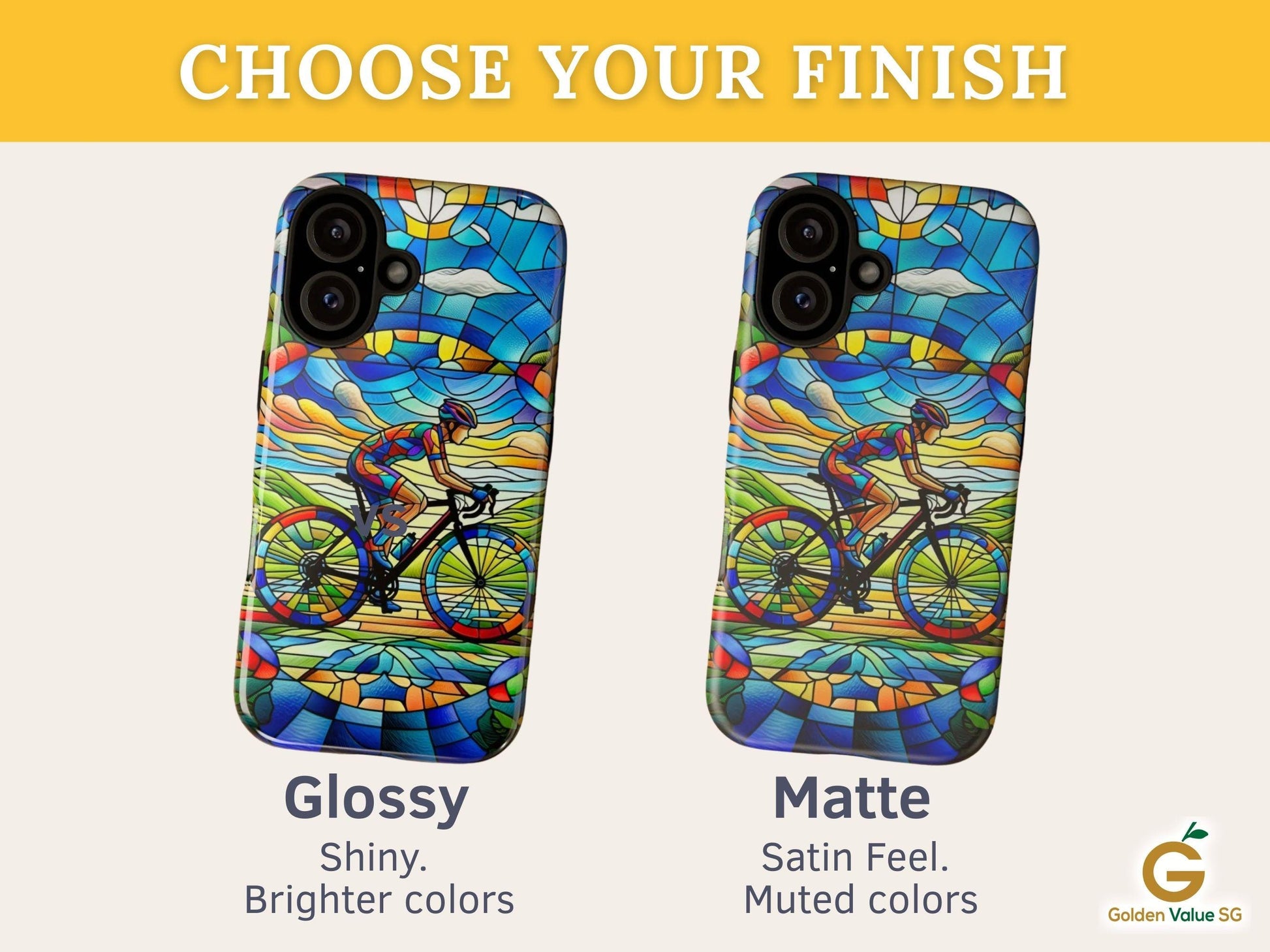 Female Cyclist Cycling Phone Case, Faux Stained Glass Cover For iPhone 16 15 14 13 Pro Samsung Pixel, Birthday Xmas Gift For Bicycle Lovers