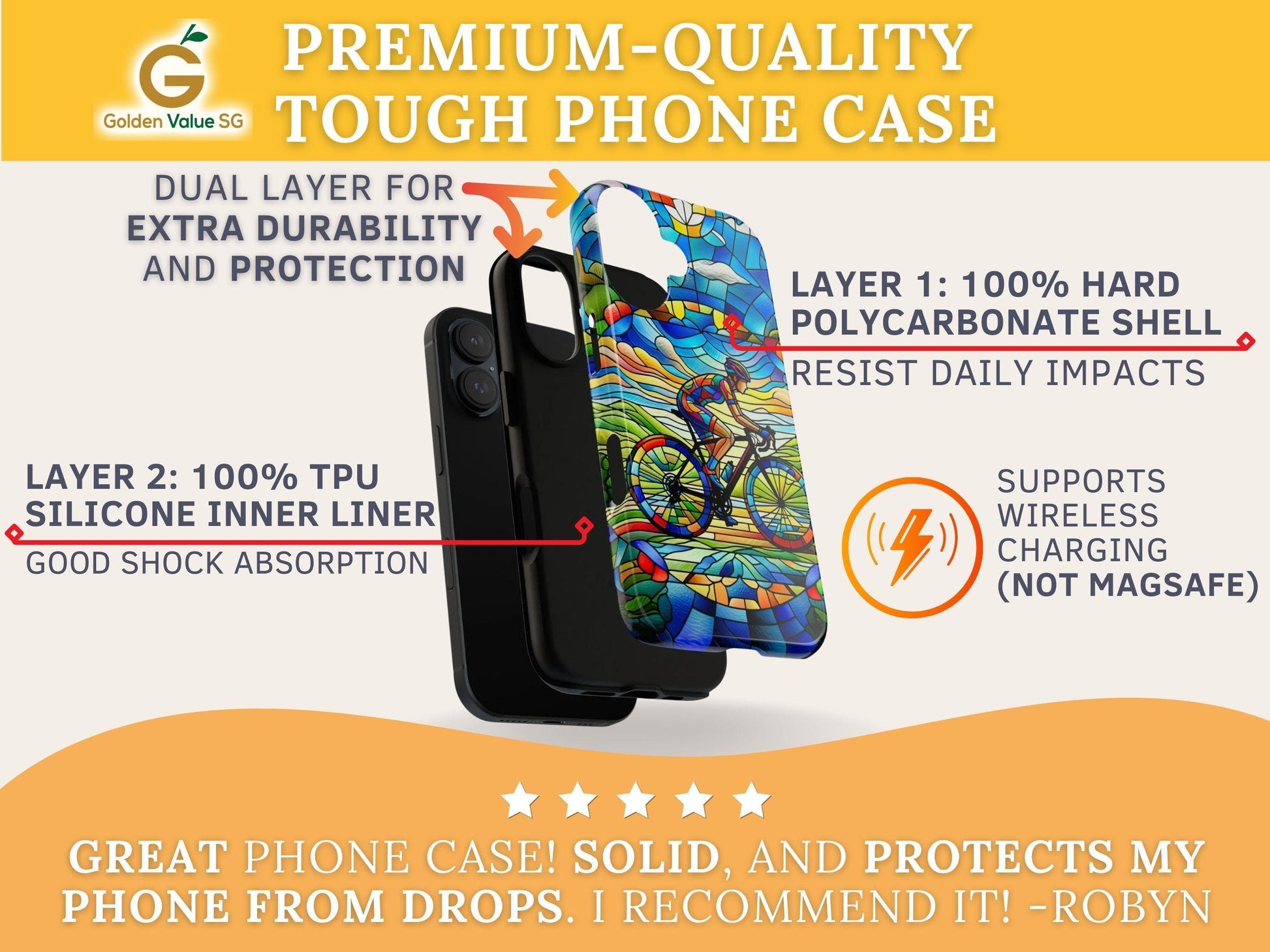 Female Cyclist Cycling Phone Case, Faux Stained Glass Cover For iPhone 16 15 14 13 Pro Samsung Pixel, Birthday Xmas Gift For Bicycle Lovers