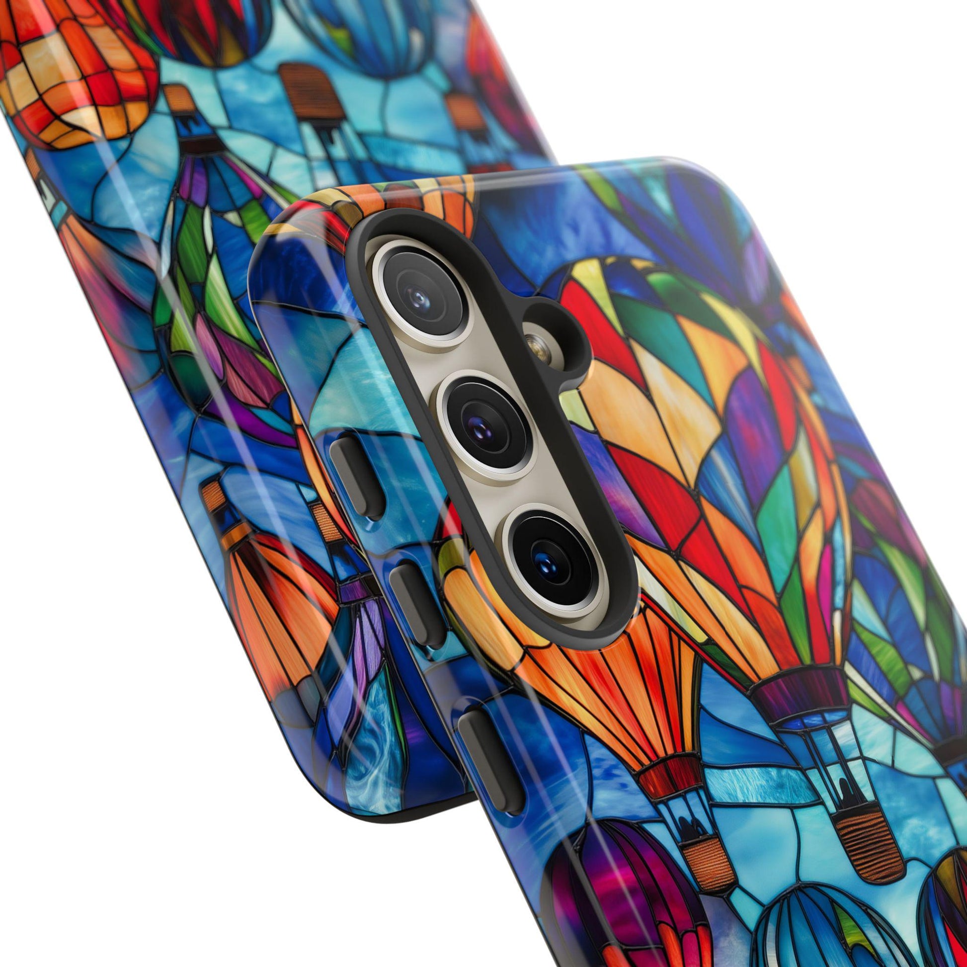 Stained Glass Hot Air Balloon Phone Case for iPhone, Samsung, Pixel: Colorful Travel Gift