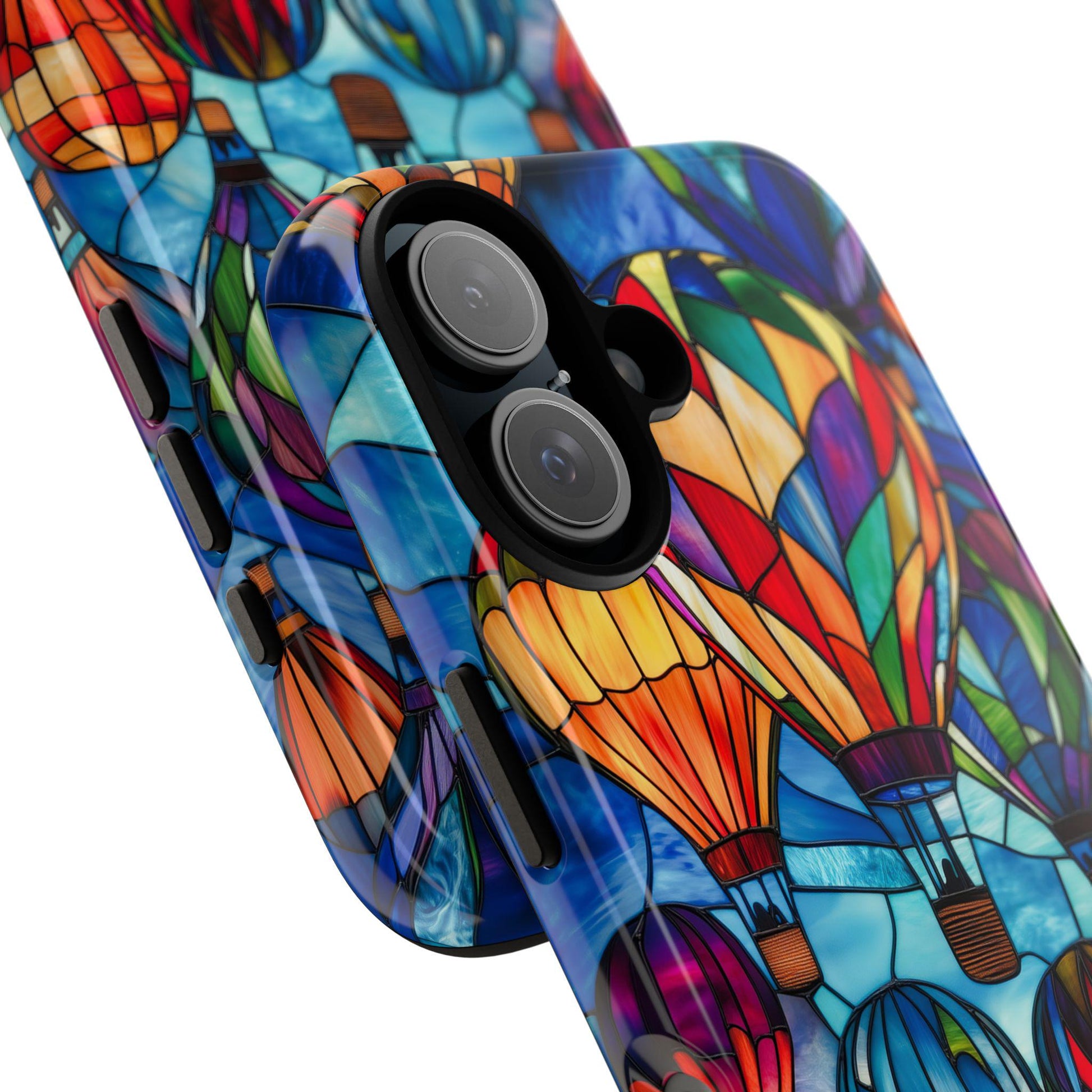Stained Glass Hot Air Balloon Phone Case for iPhone, Samsung, Pixel: Colorful Travel Gift
