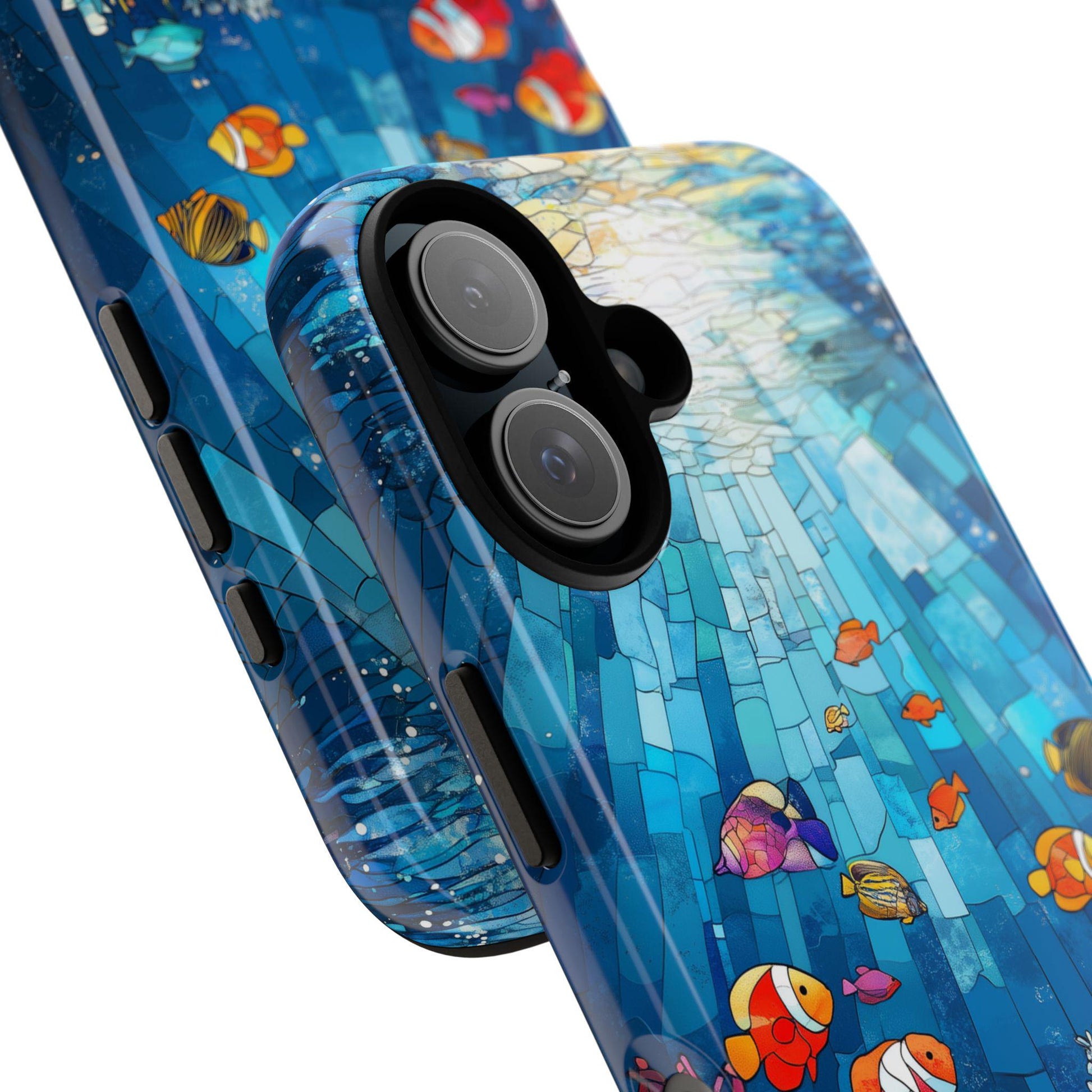 Stained Glass Ocean Phone Case, Vibrant Undersea Art Mobile Cover for iPhone Samsung Pixel, Colorful Marine Life Design, Sea Lovers Gift